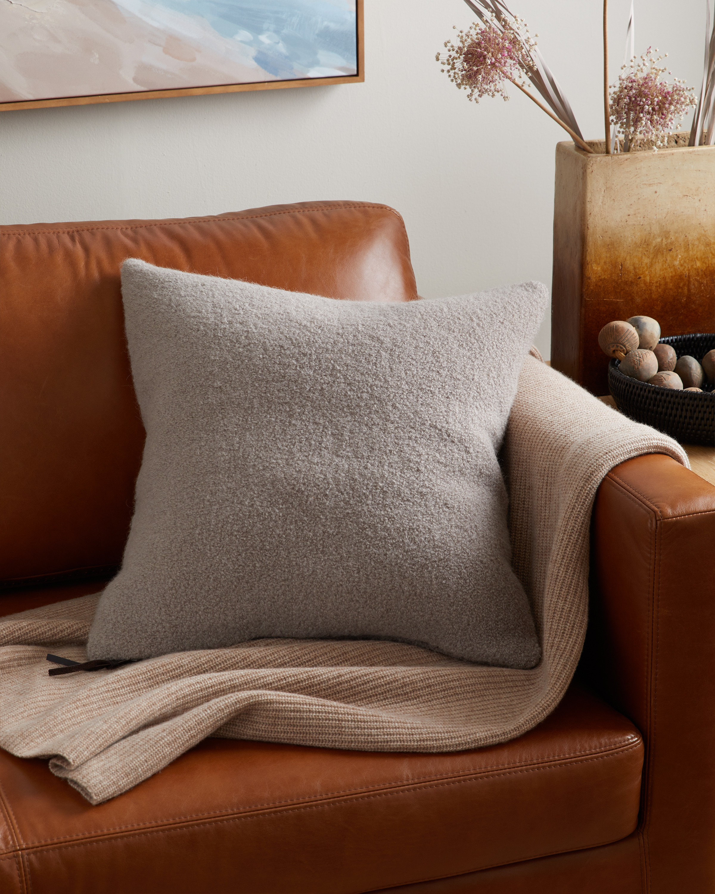 Light Heather Grey Alpaca Boucle Pillow Cover