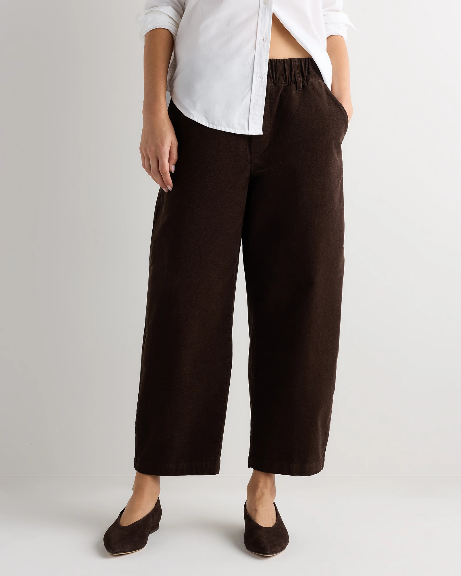 Organic Stretch Corduroy Pull-On Barrel Pants