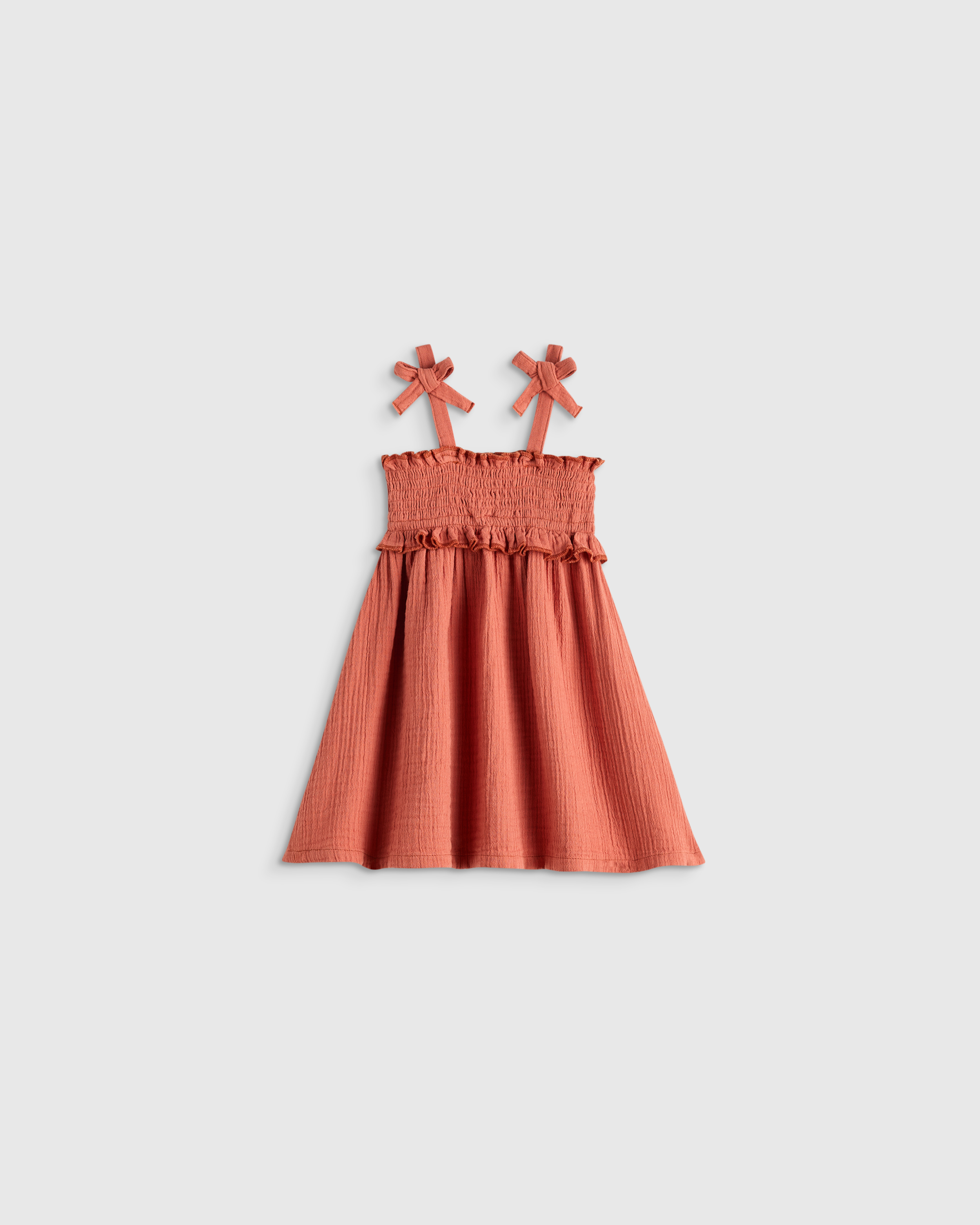 Spiced Orange Girls Sleeveless Smocked Organic Cotton Gauze Dress