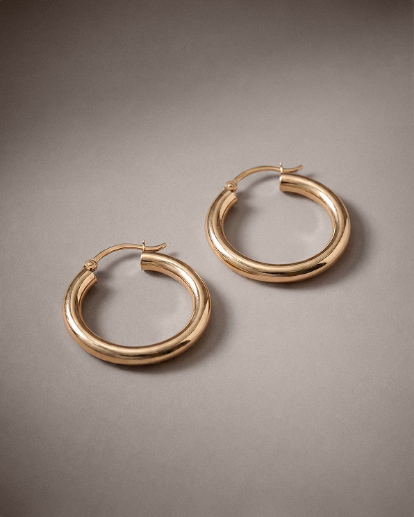 Yellow Gold 14K Gold 4mm Tube Hoops
