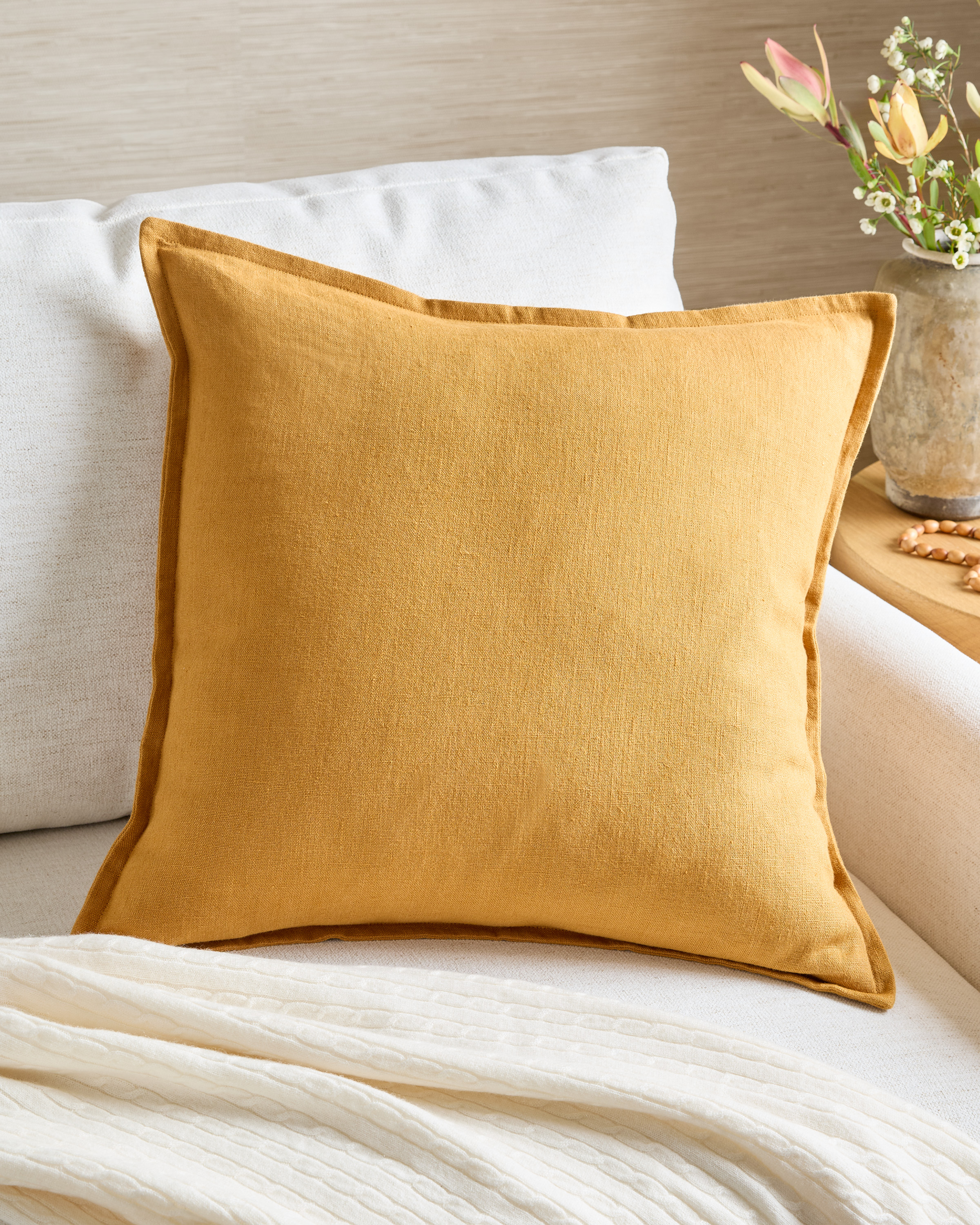 Goldenrod European Linen Flange Edge Pillow Cover