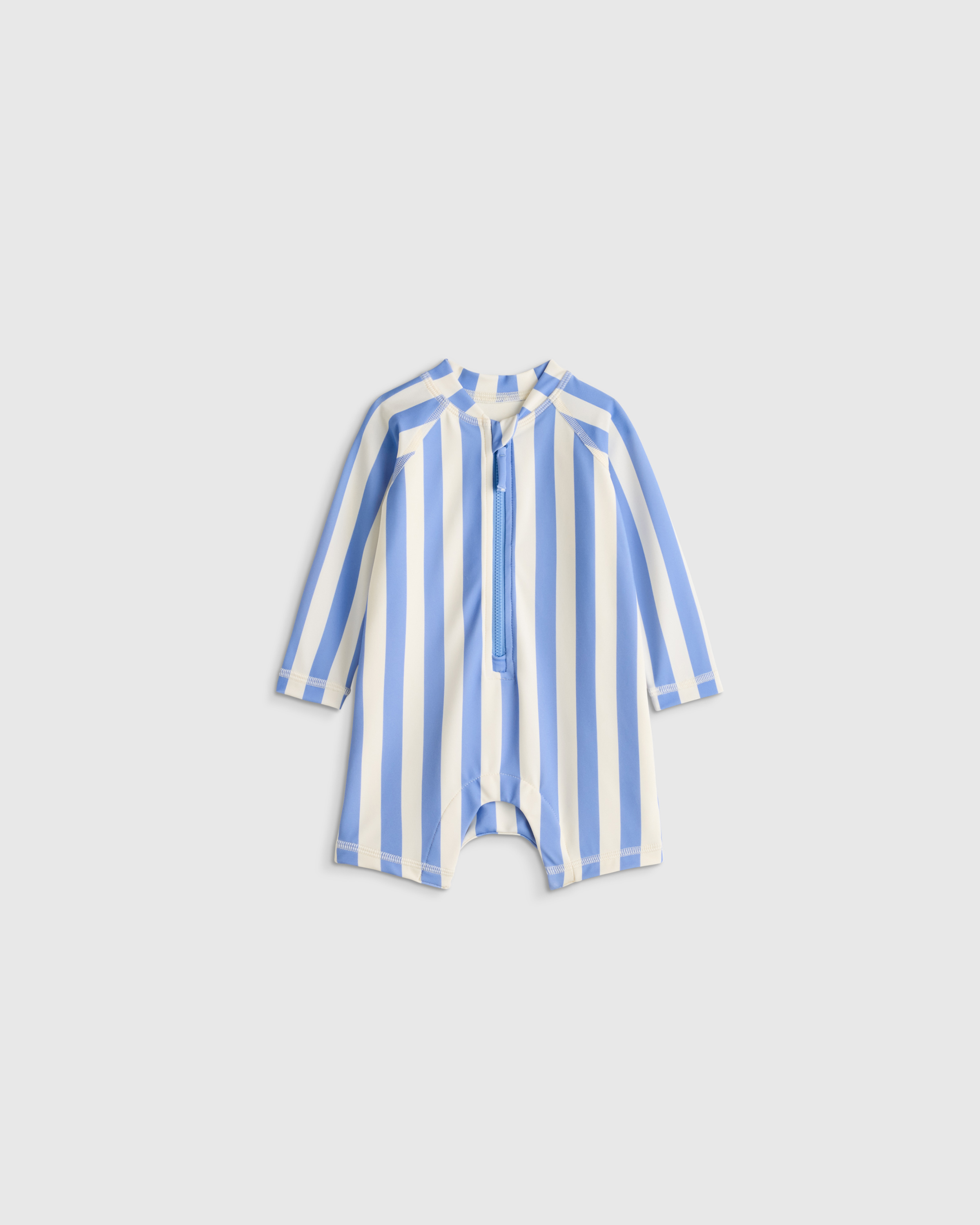 Peri Beach Stripe Long Sleeve Zip-Up Rash Guard One-Piece