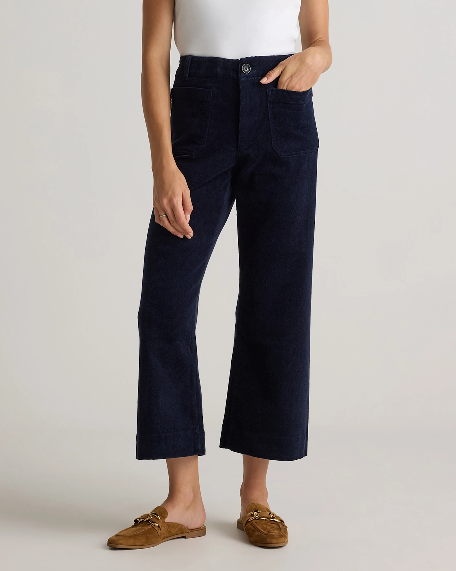 Organic Stretch Corduroy Cropped Wide Leg Pants