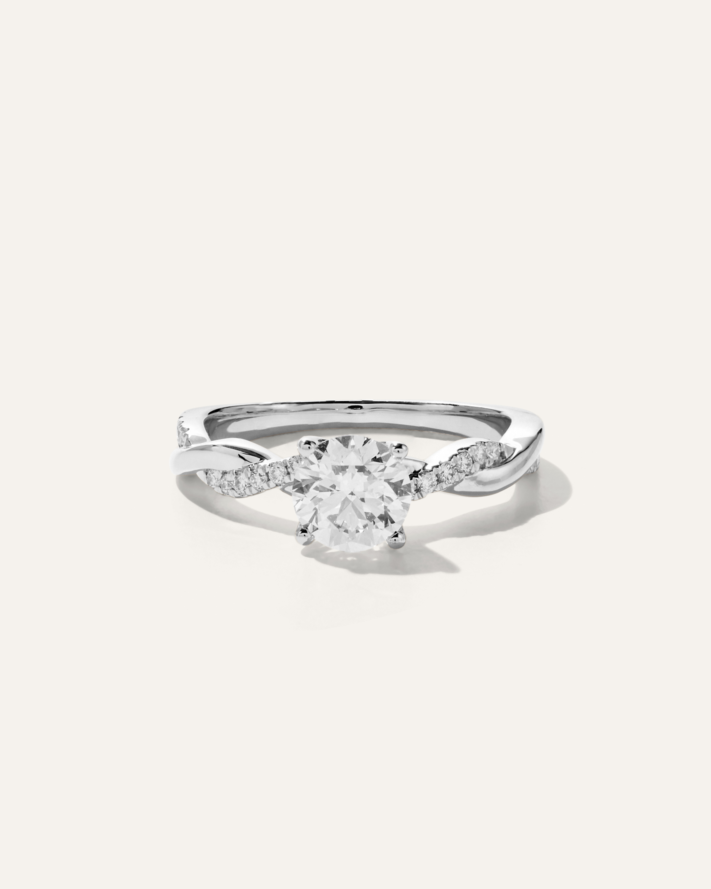 White Gold Lab Grown Diamond Round Twisted Engagement Ring - 1ct