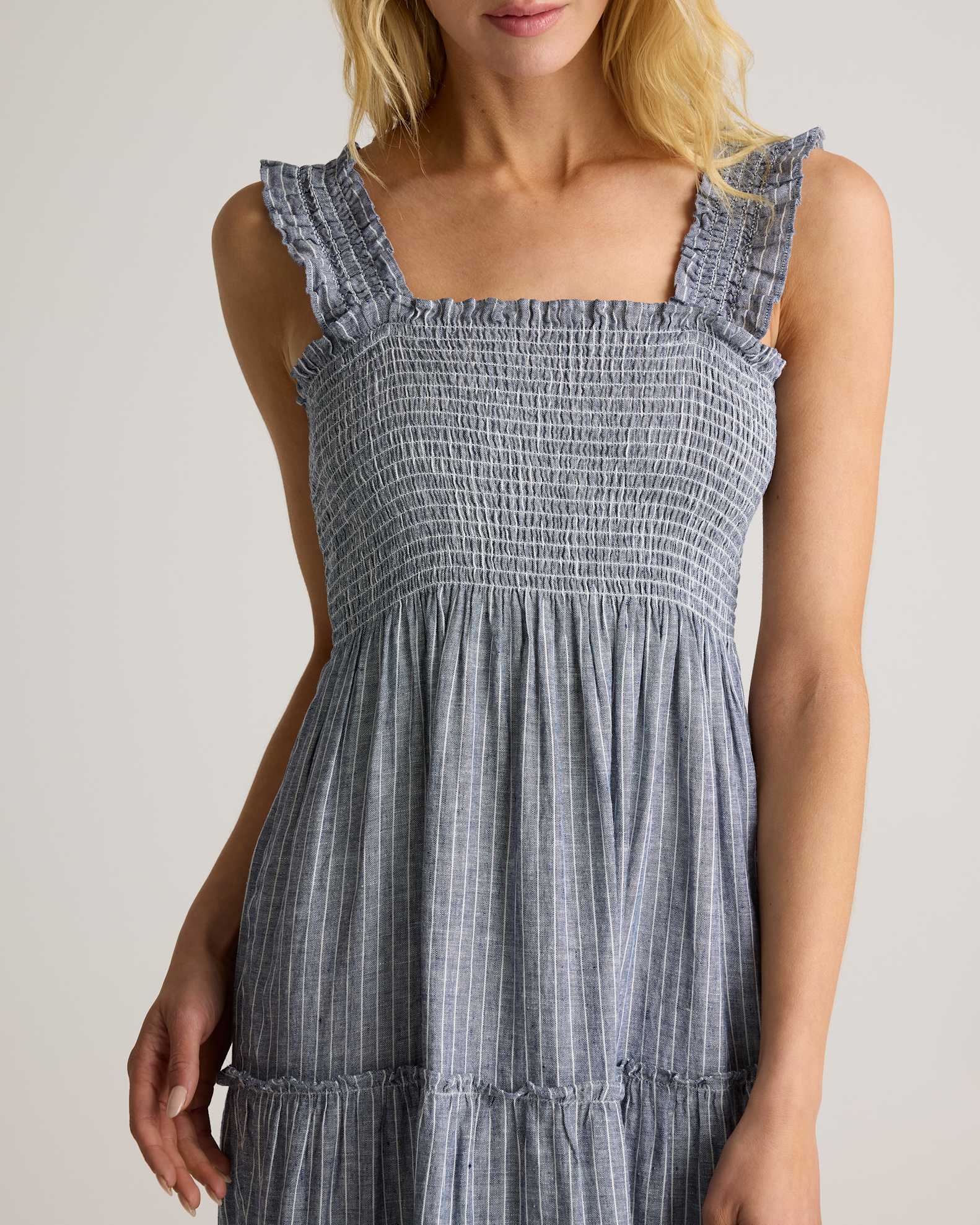 quince linen smocked dress Quince Women's Midi Dress in Black, XS