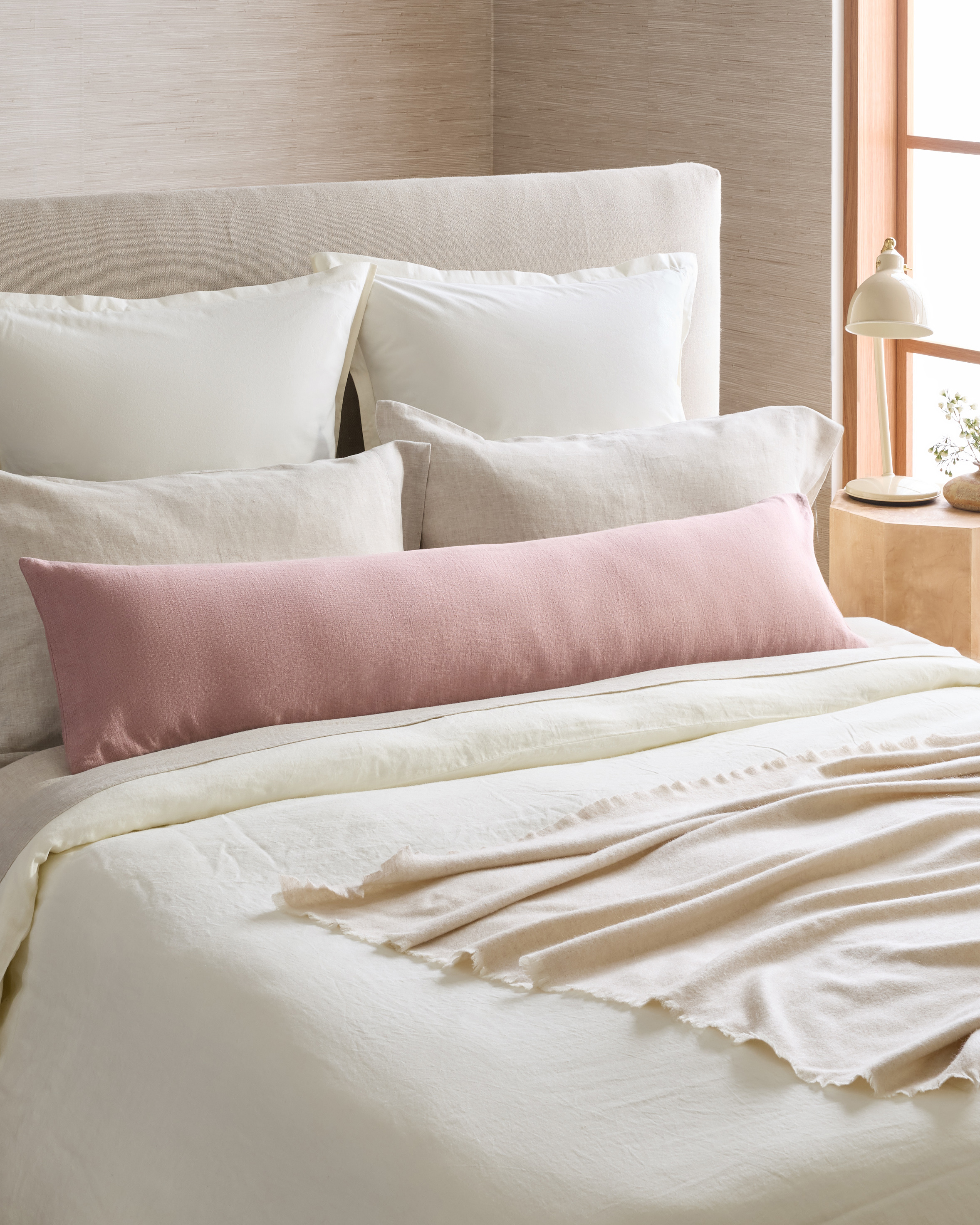 European Linen Oversized Lumbar Pillow Cover (Set of 2) in Fig