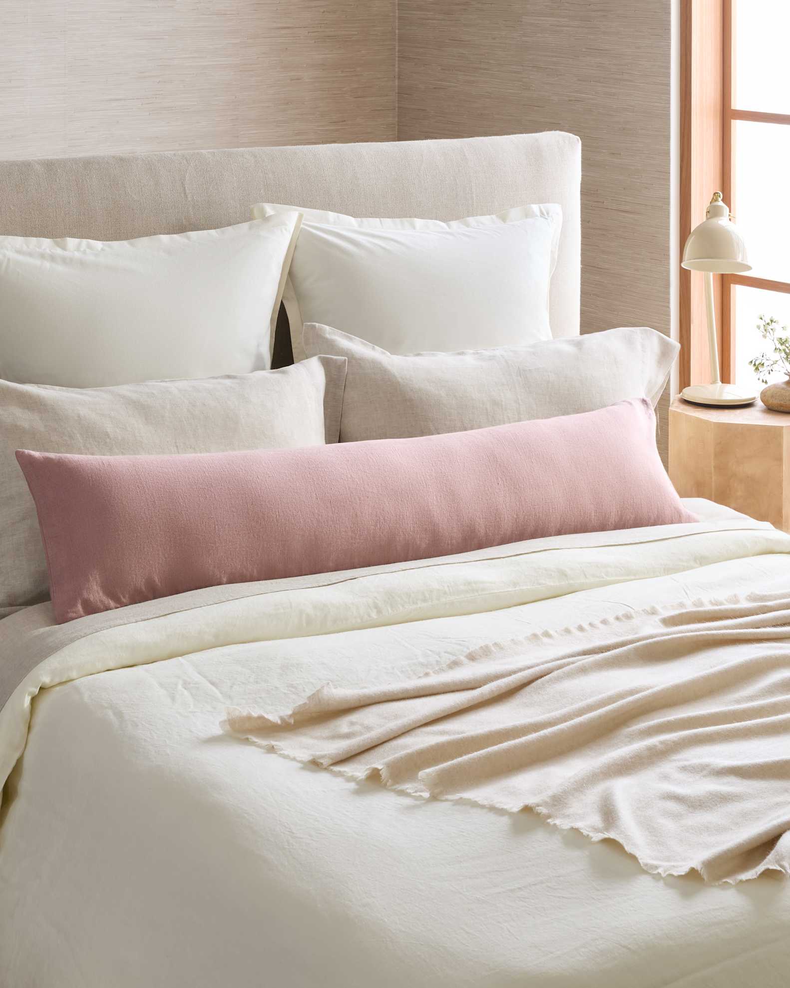 European Linen Oversized Lumbar Pillow Cover (Set of 2) in Fig