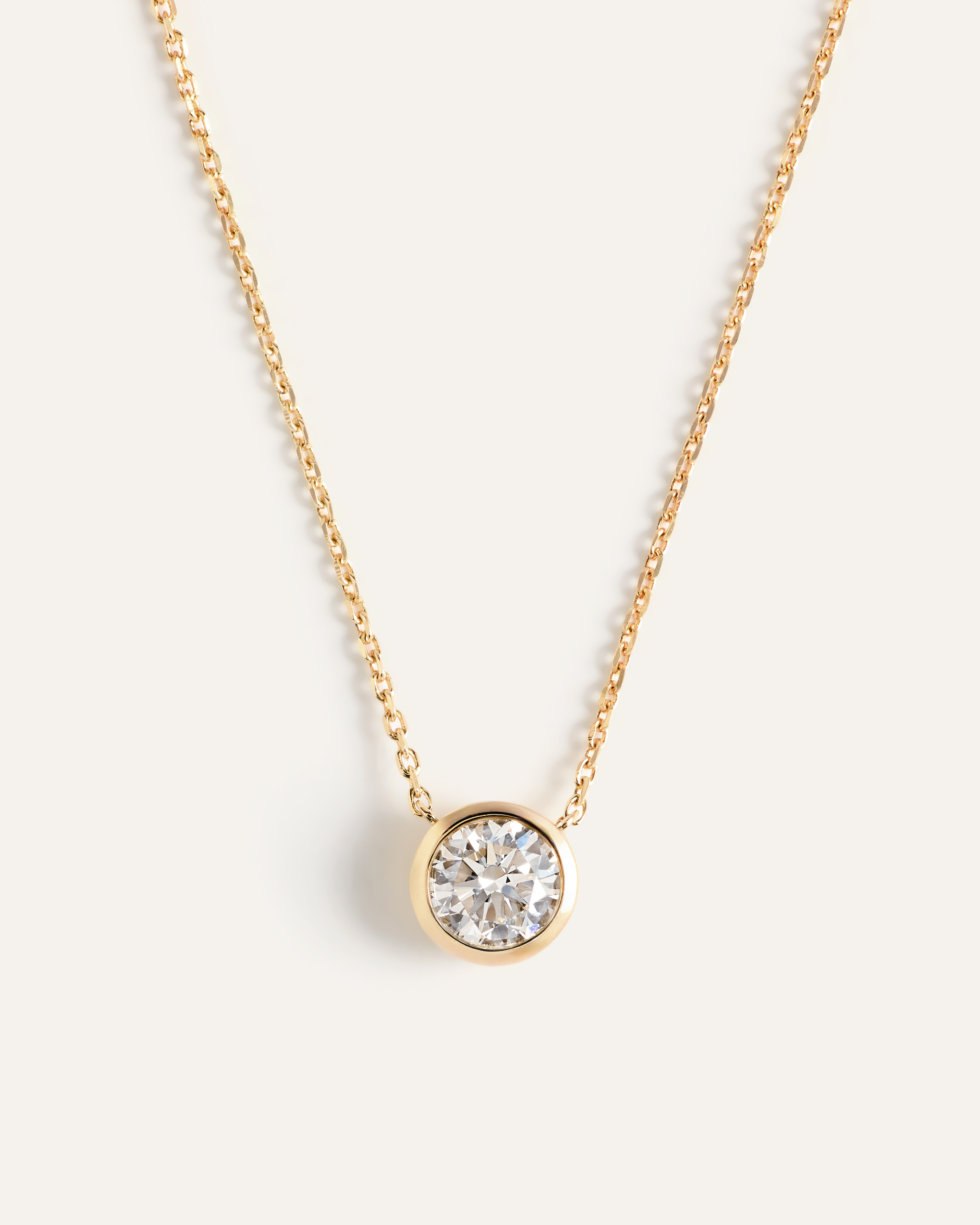 Yellow Gold 14K Gold Lab Grown Diamond Bezel Necklace