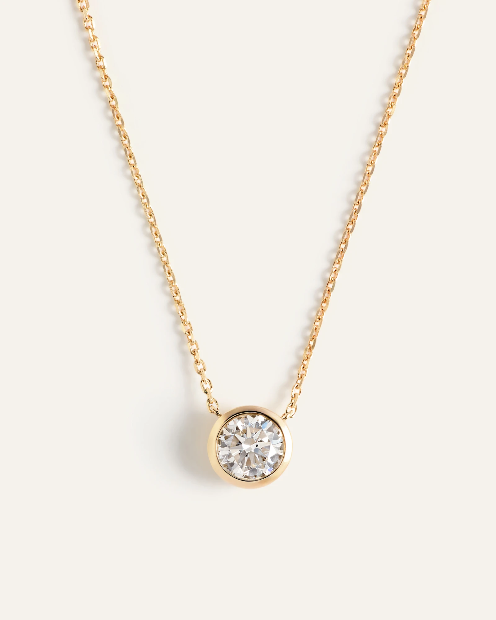14K Gold Lab Grown Diamond Bezel Necklace
