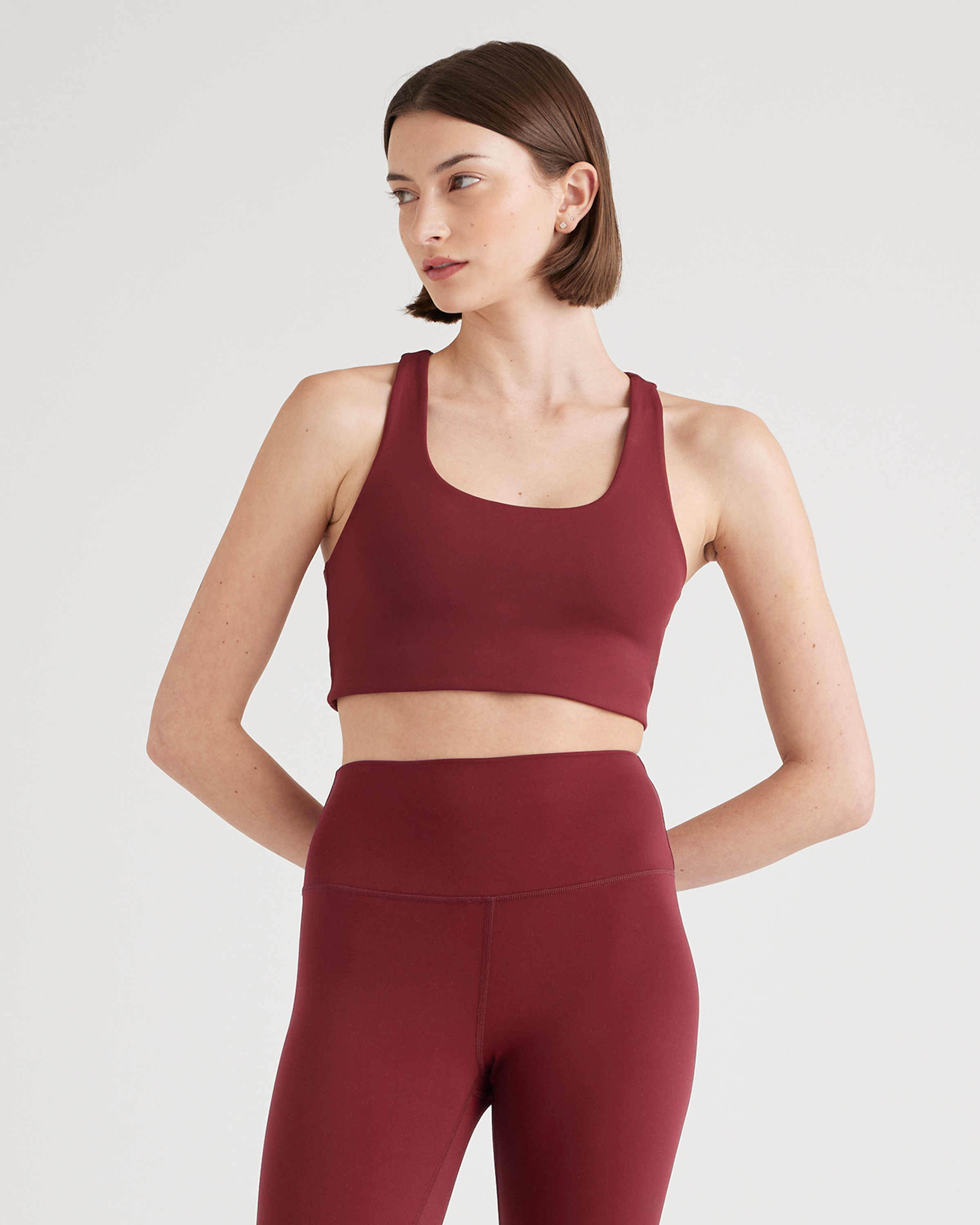 Quince Women's Ultra-form Scoop Neck Longline Bra In Merlot