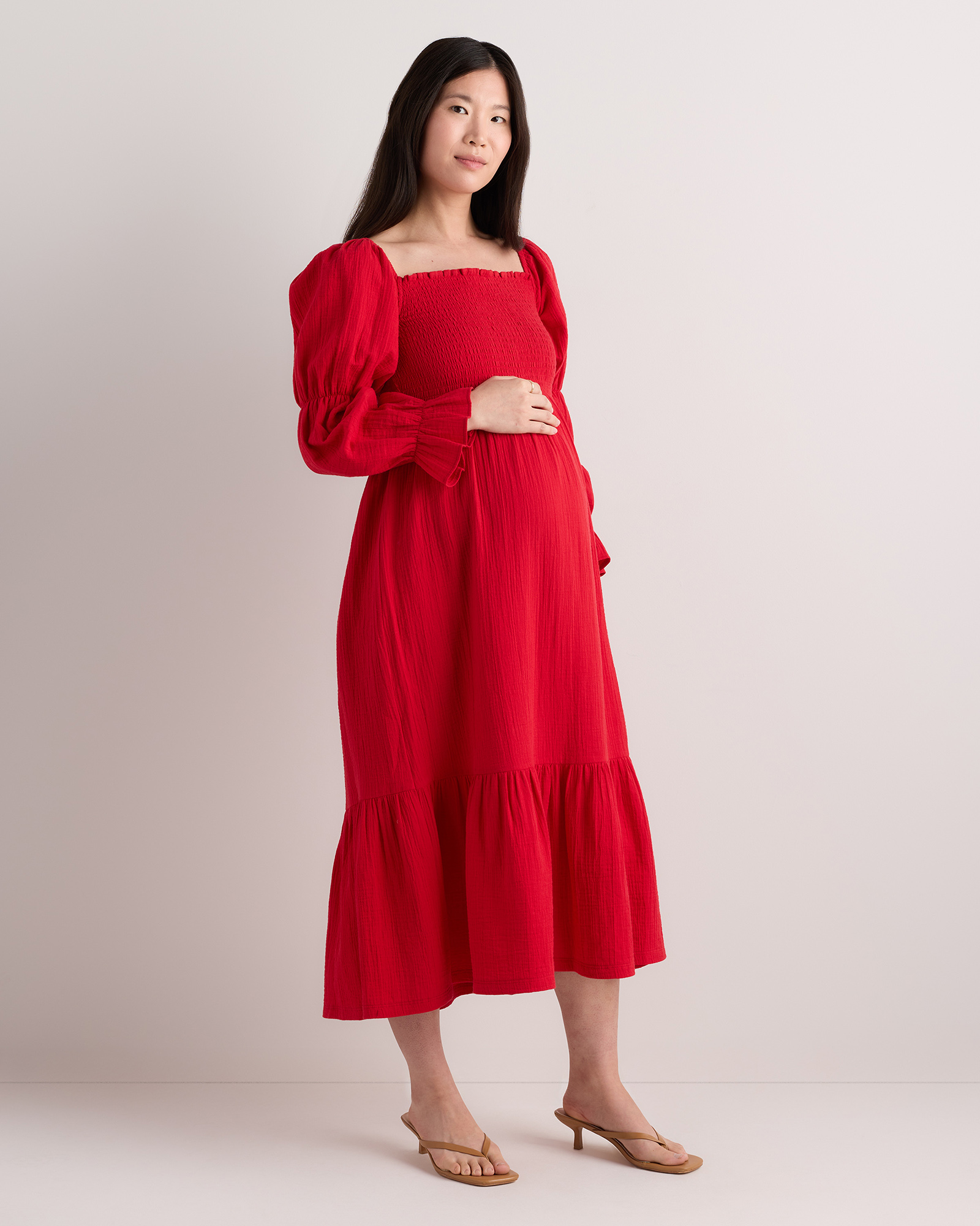 white christmas dresses Erica Cotton Long Sleeve Maternity Dress main image 1