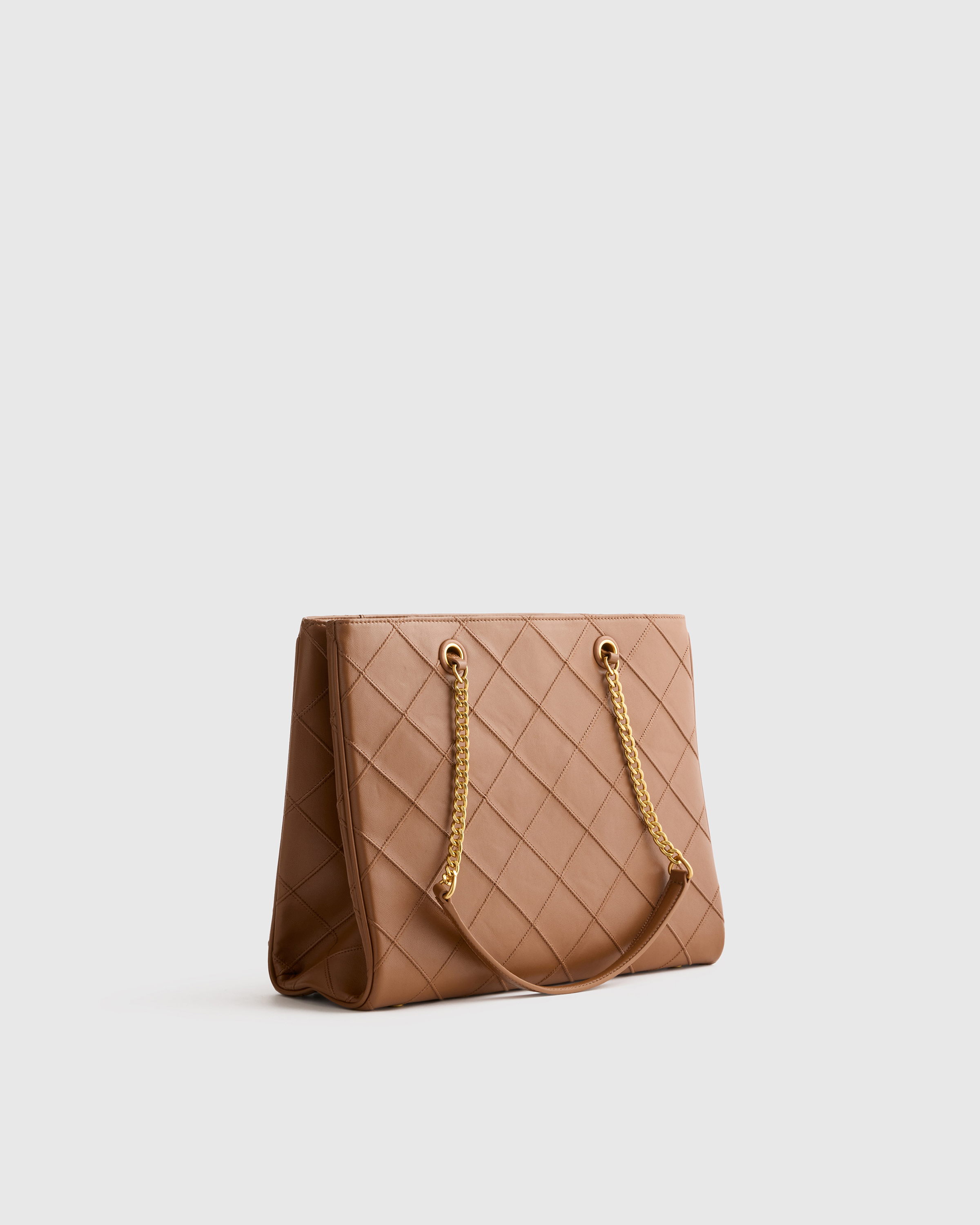 Italian Leather Diamond Stitch Tote - Thumbnail 2