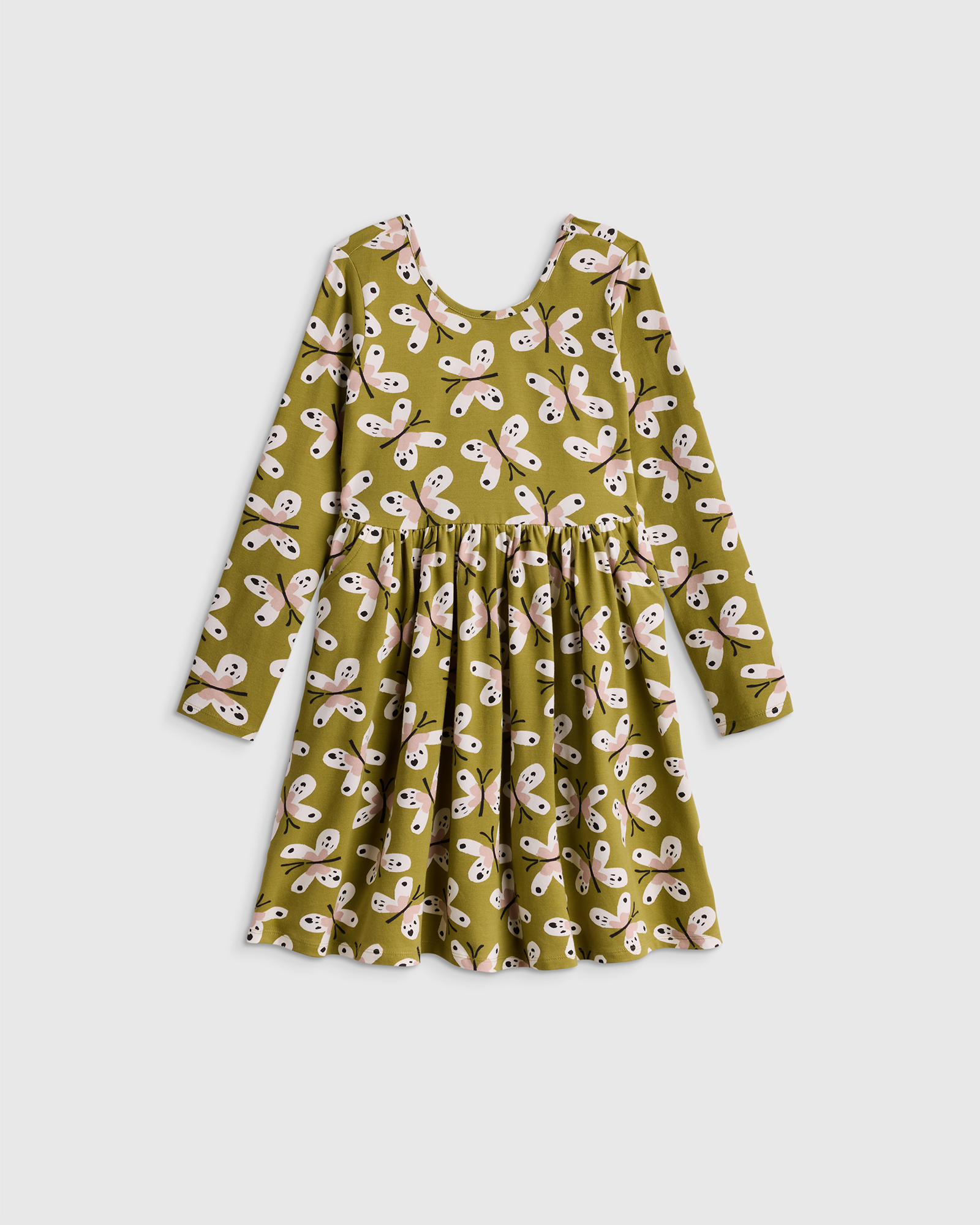 Butterfly Meadow Organic Cotton Long Sleeve Skater Dress 