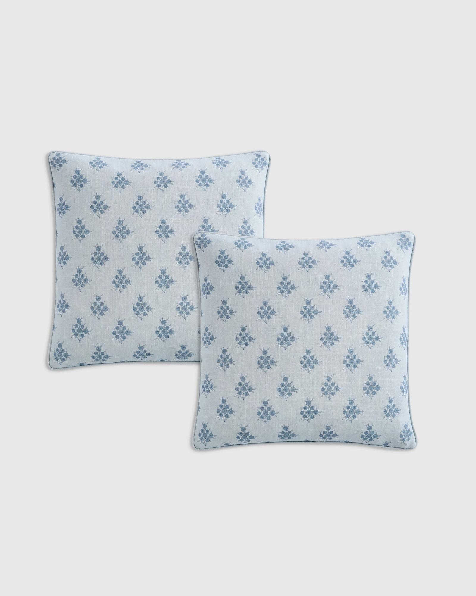 Piped Floral Cotton Pillow Cover (Set of 2)