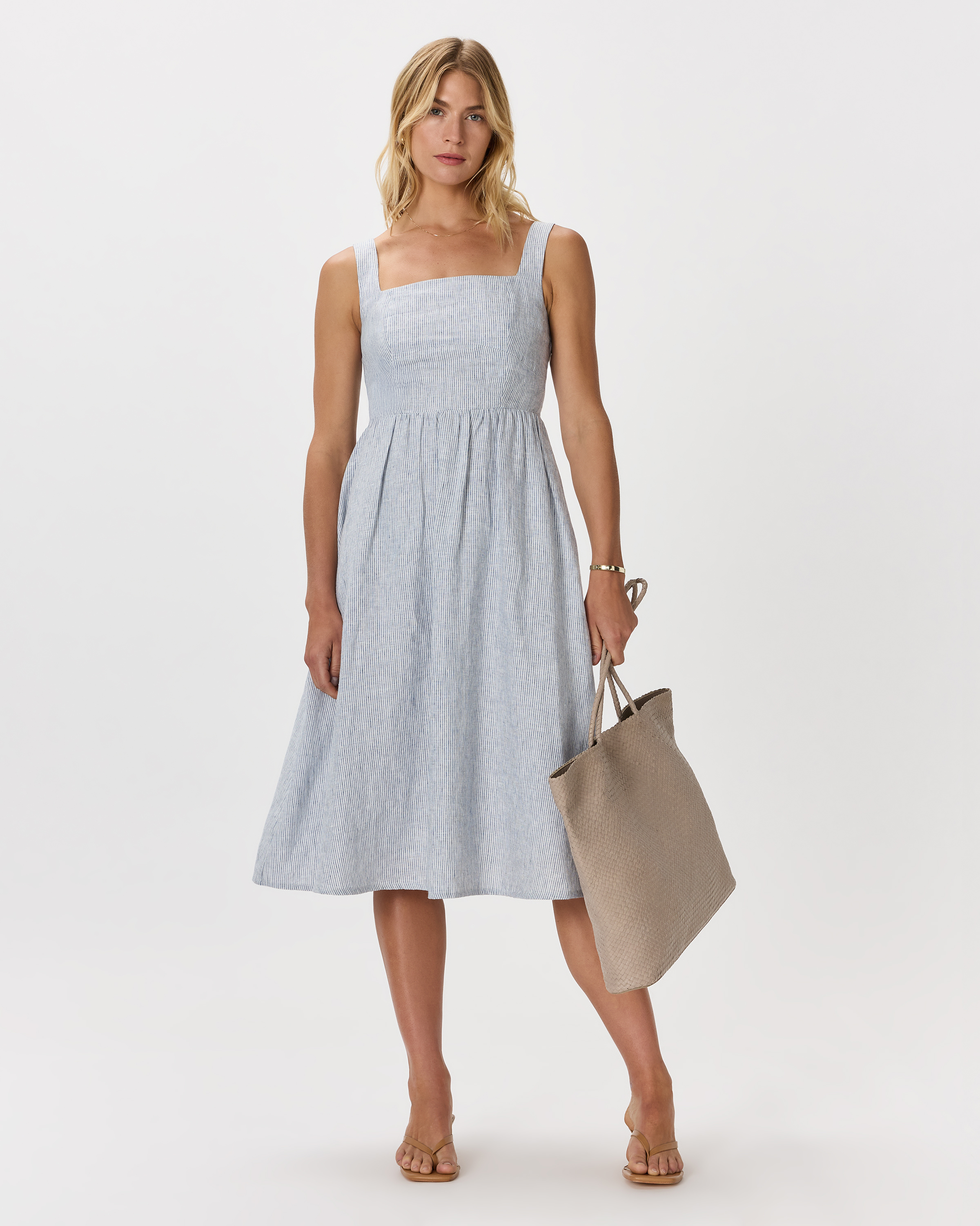 linen dress blue Deme By Gabriella JOVANA DRAPED BLUE MAXI DRESS main image 1