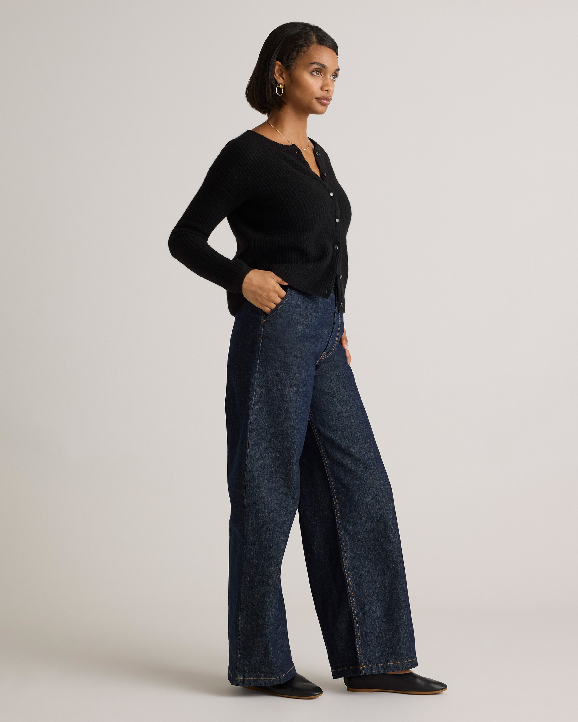 100% Yak Soft Rib Crew Cardigan