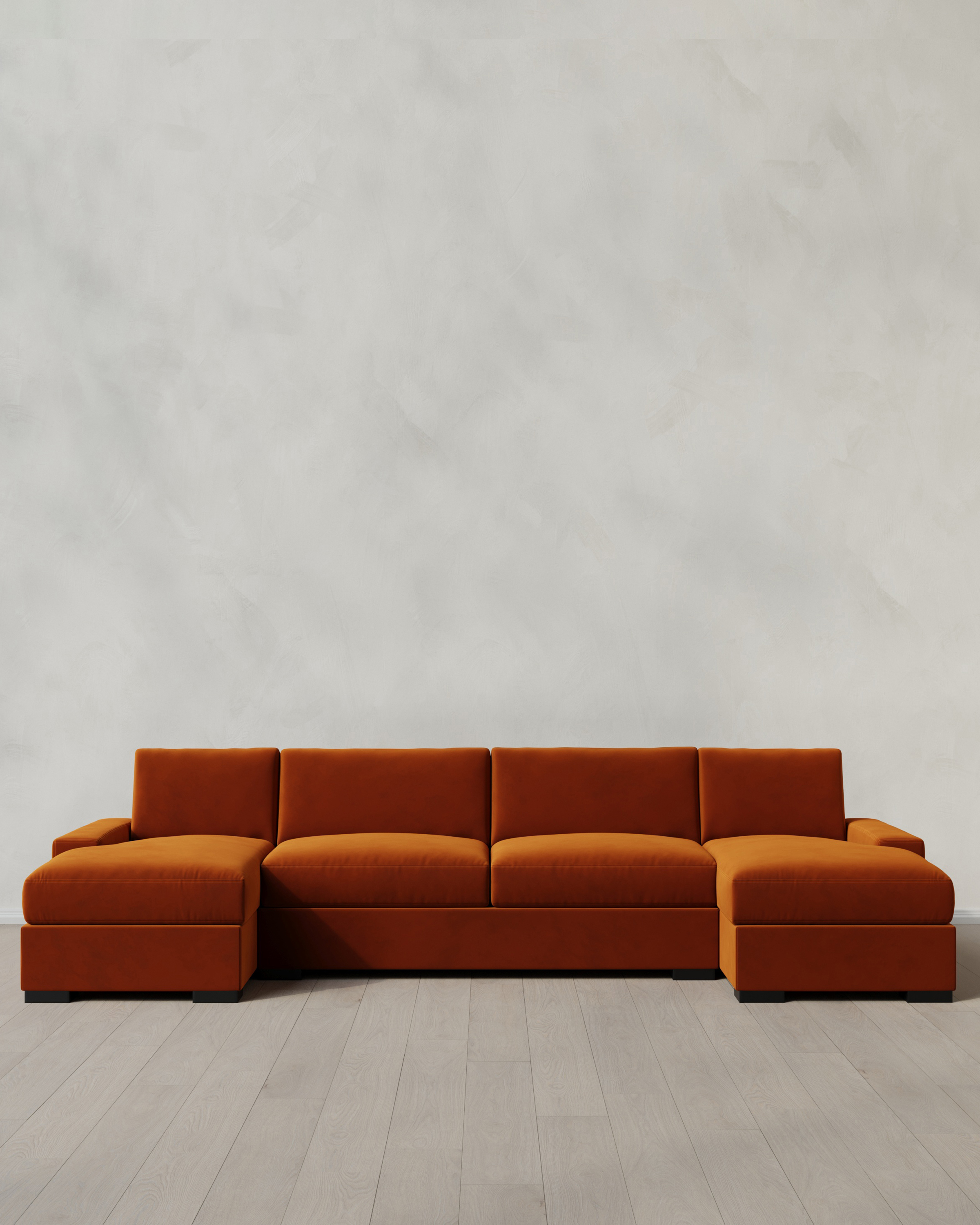 Rust Stillman U Sectional in Performance Velvet