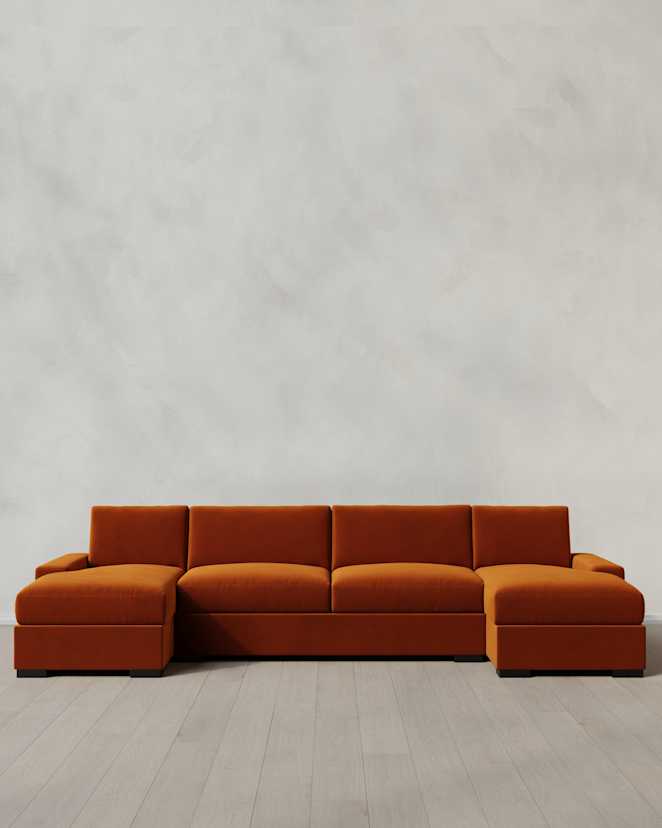 Rust Stillman U Sectional in Performance Velvet
