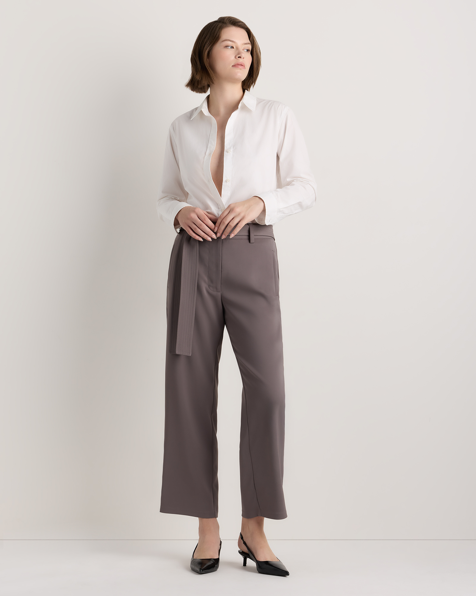 slim fit dress slacks High Waist Paperbag Skinny Dress Pants