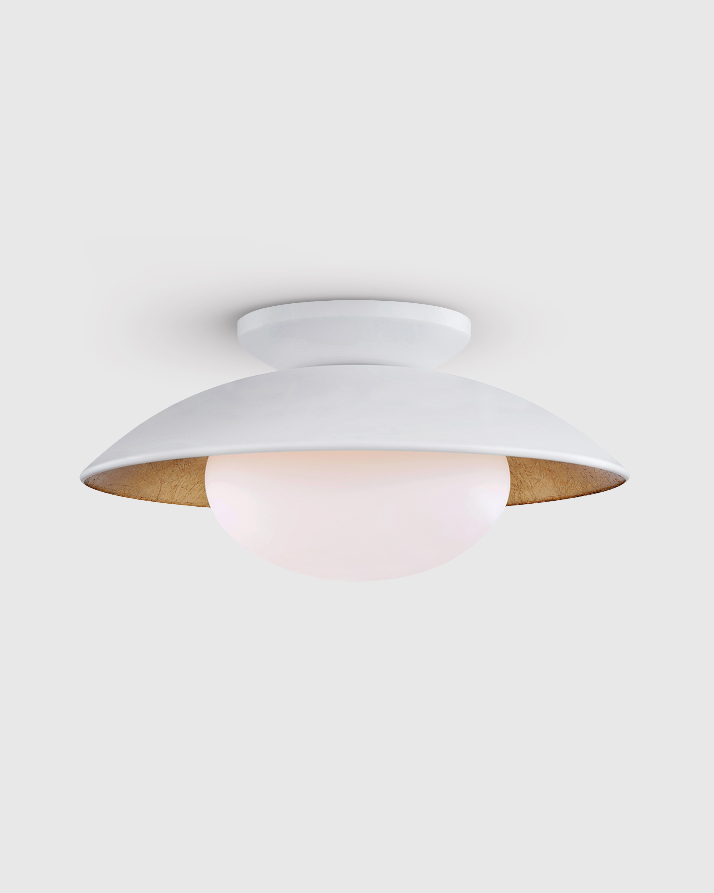 White Steel and Gold Foil Flush Mount