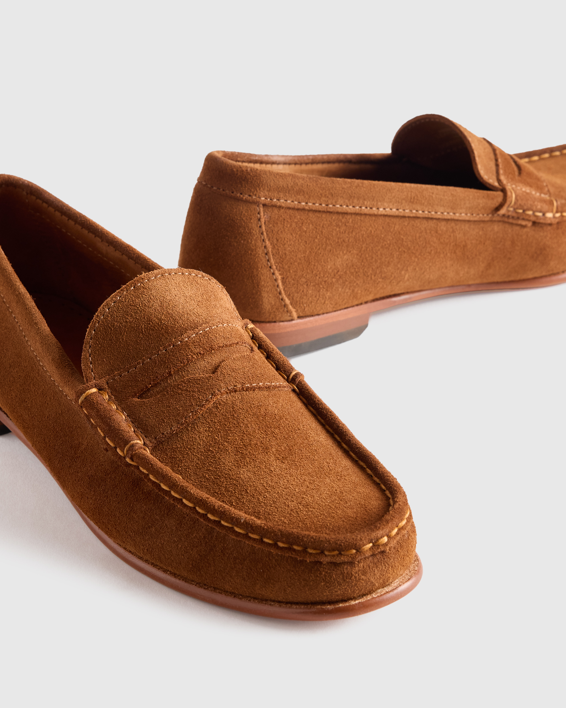 Essential Suede Penny Loafer in Whiskey