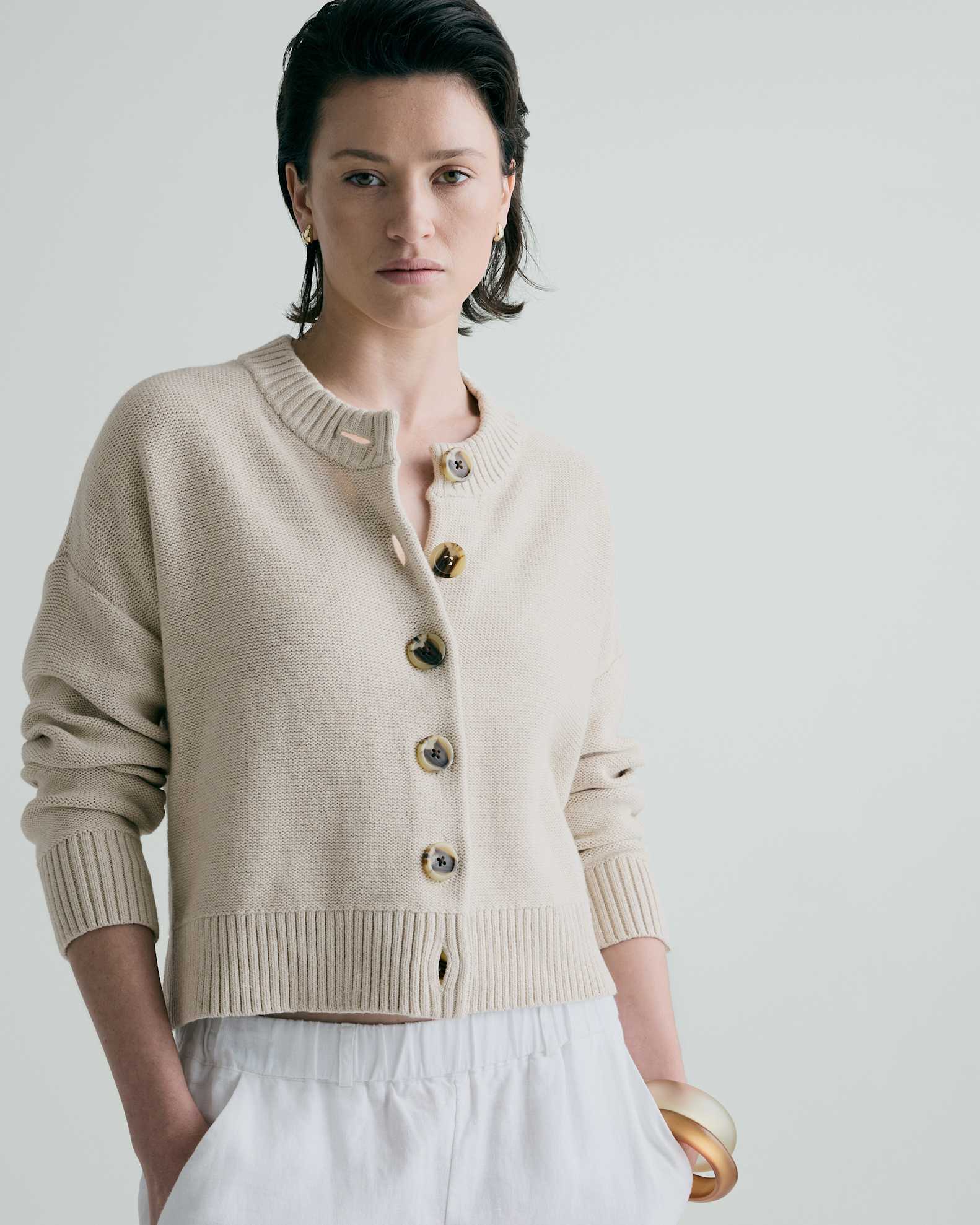 100% Organic Cotton Cropped Cardigan - Main Image