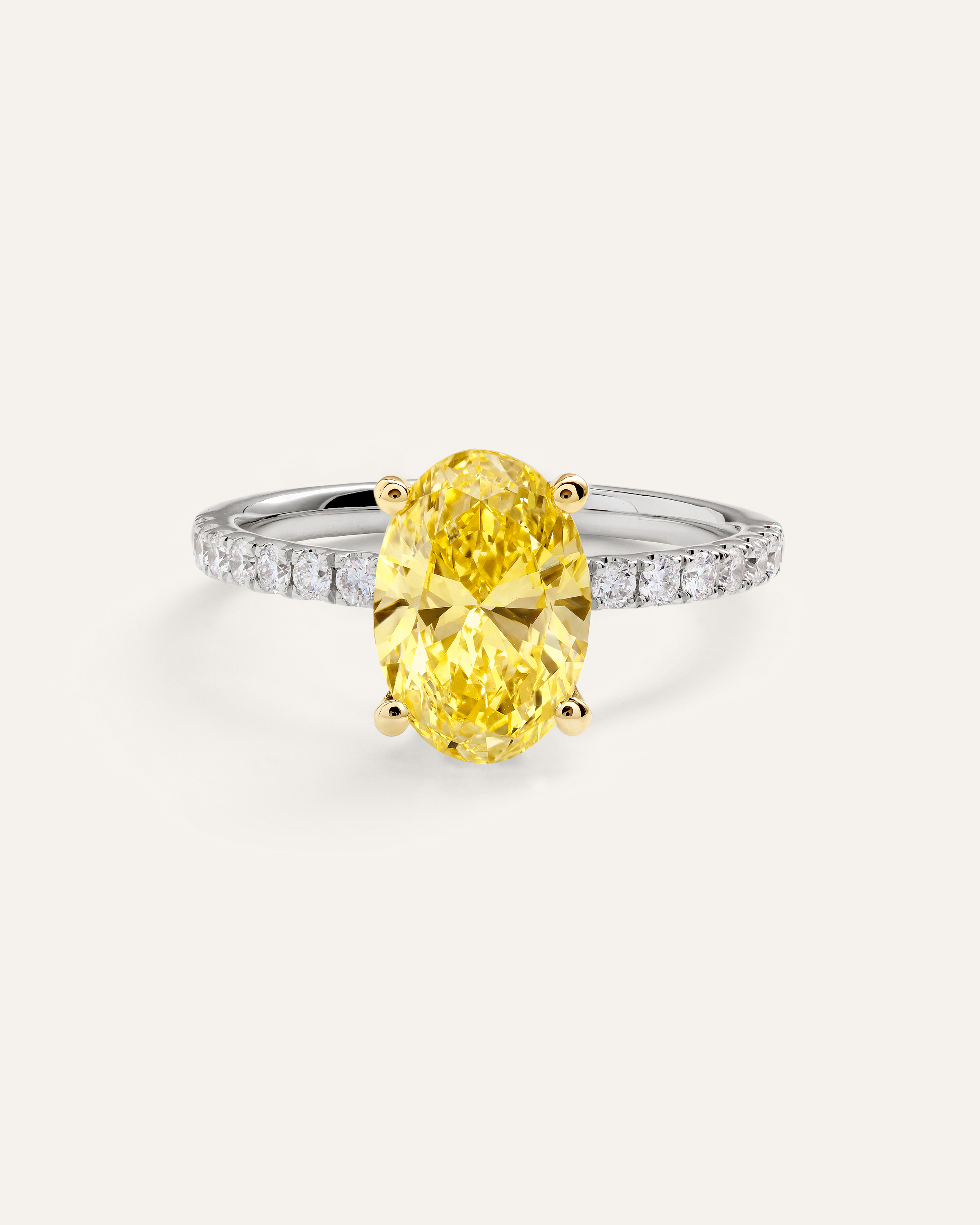 White Gold 14K Gold Yellow Lab Grown Diamond Oval Pave Engagement Ring - 2ct