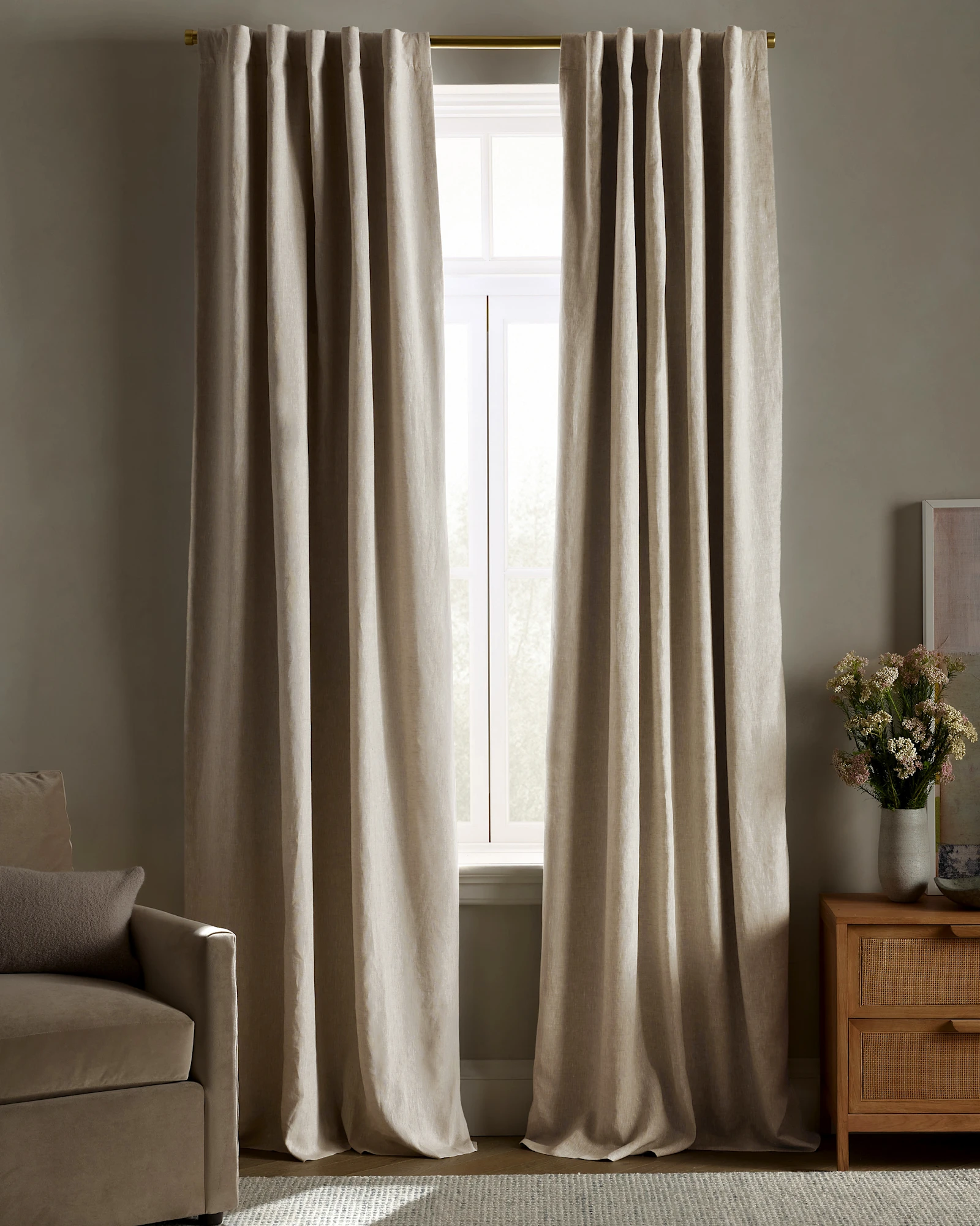 Quince European Linen True Blackout Curtain — Ivory, 96 in × 84 in single panel; two-panel purchase