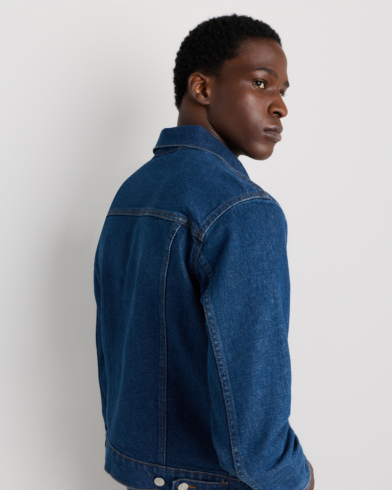 Men's 100% Organic Cotton Denim Jacket in Dark Indigo