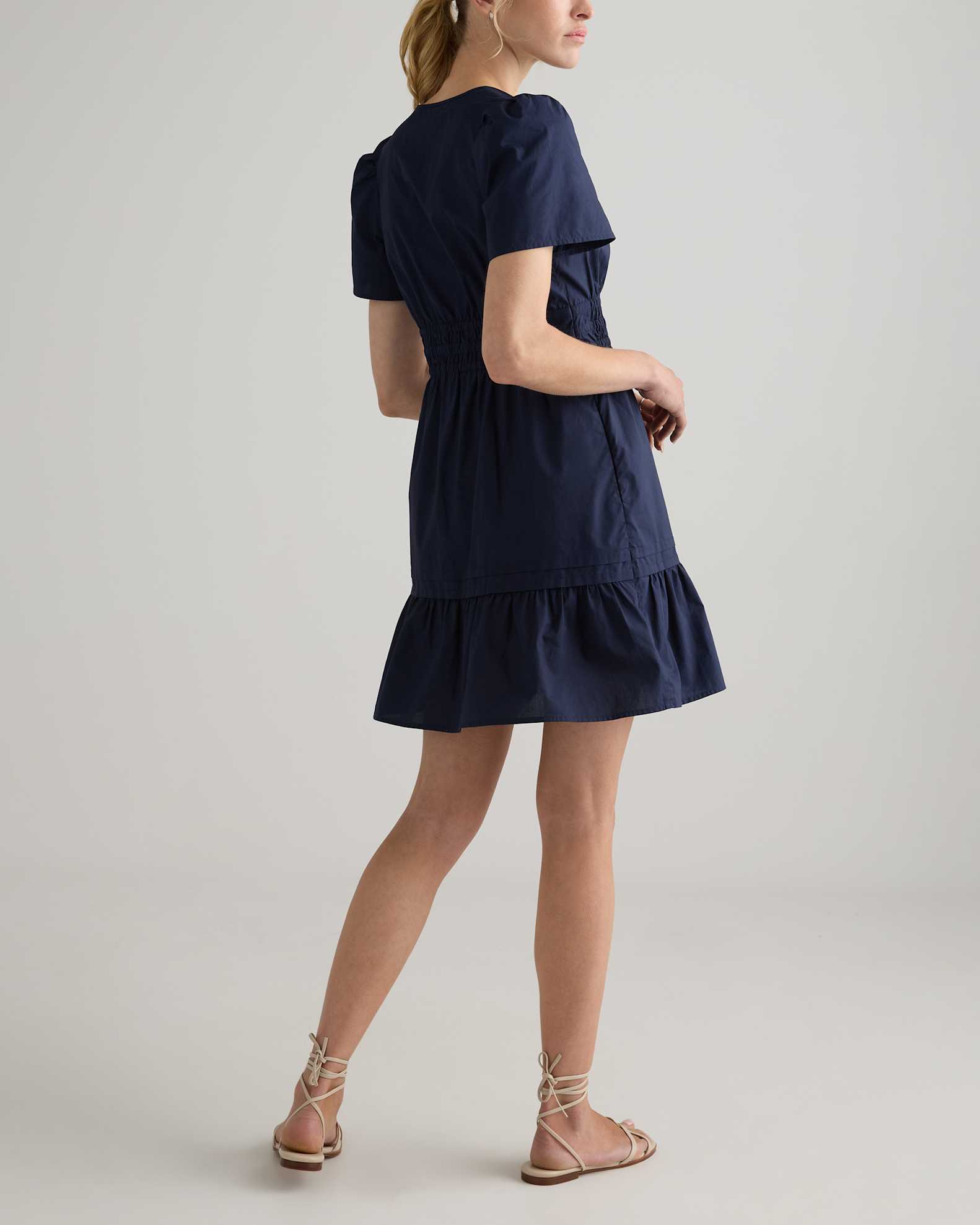 100% Organic Cotton Tiered Mini Dress in Navy 100% Organic Cotton Tiered Mini Dress in Navy