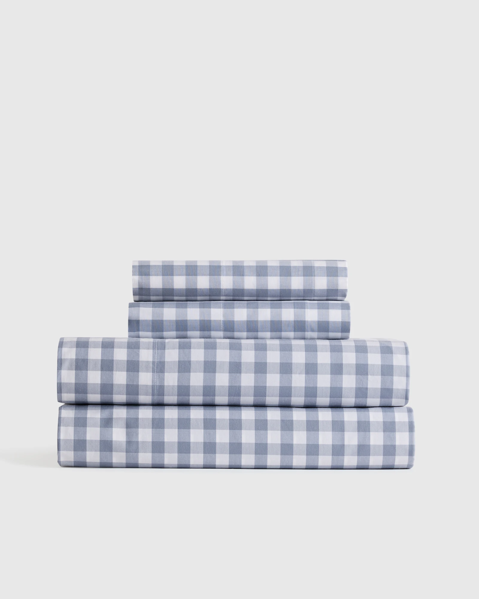 Organic Crisp Percale Gingham Sheet Set - Mineral, King