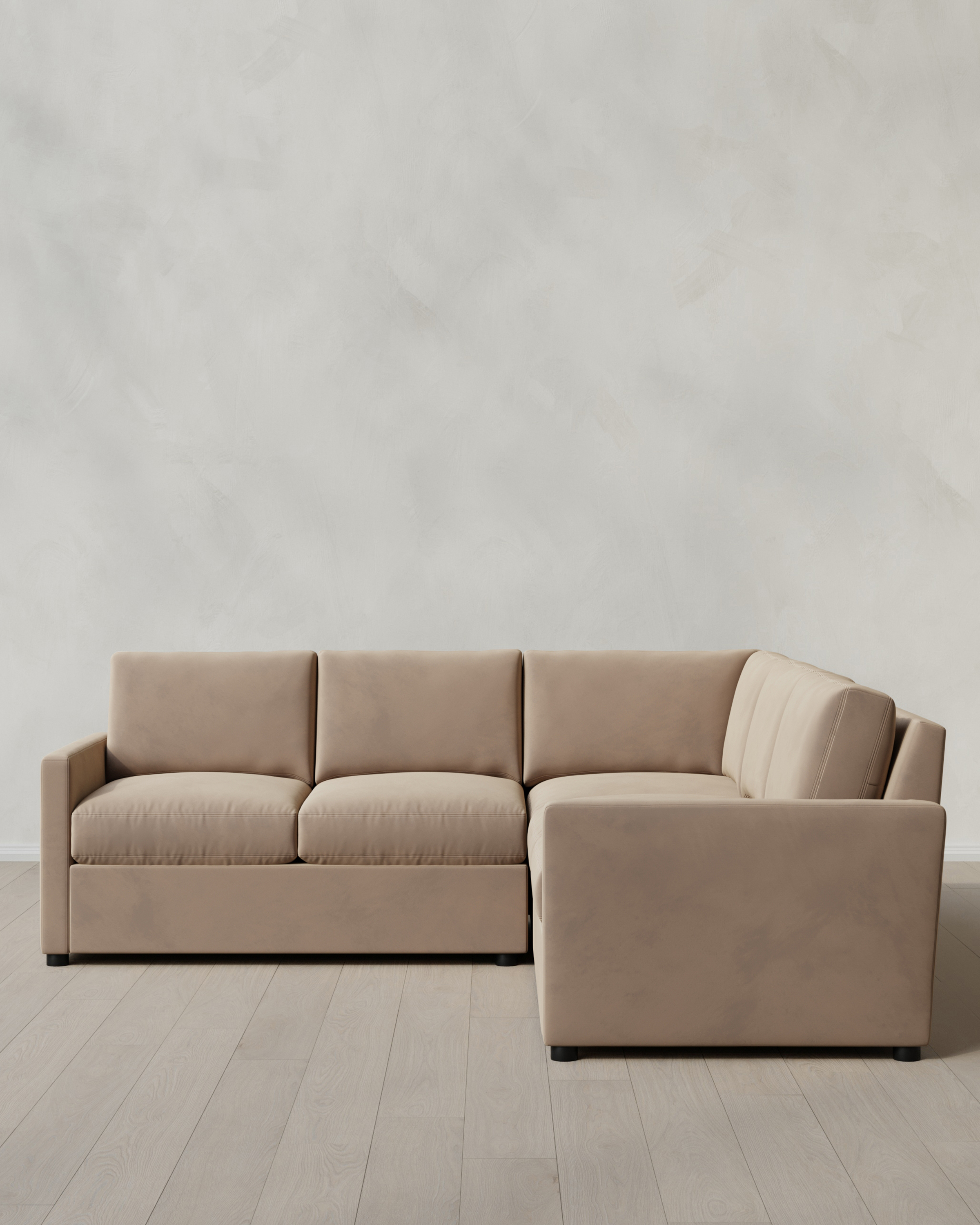 Taupe Brennan L Sectional in Performance Velvet