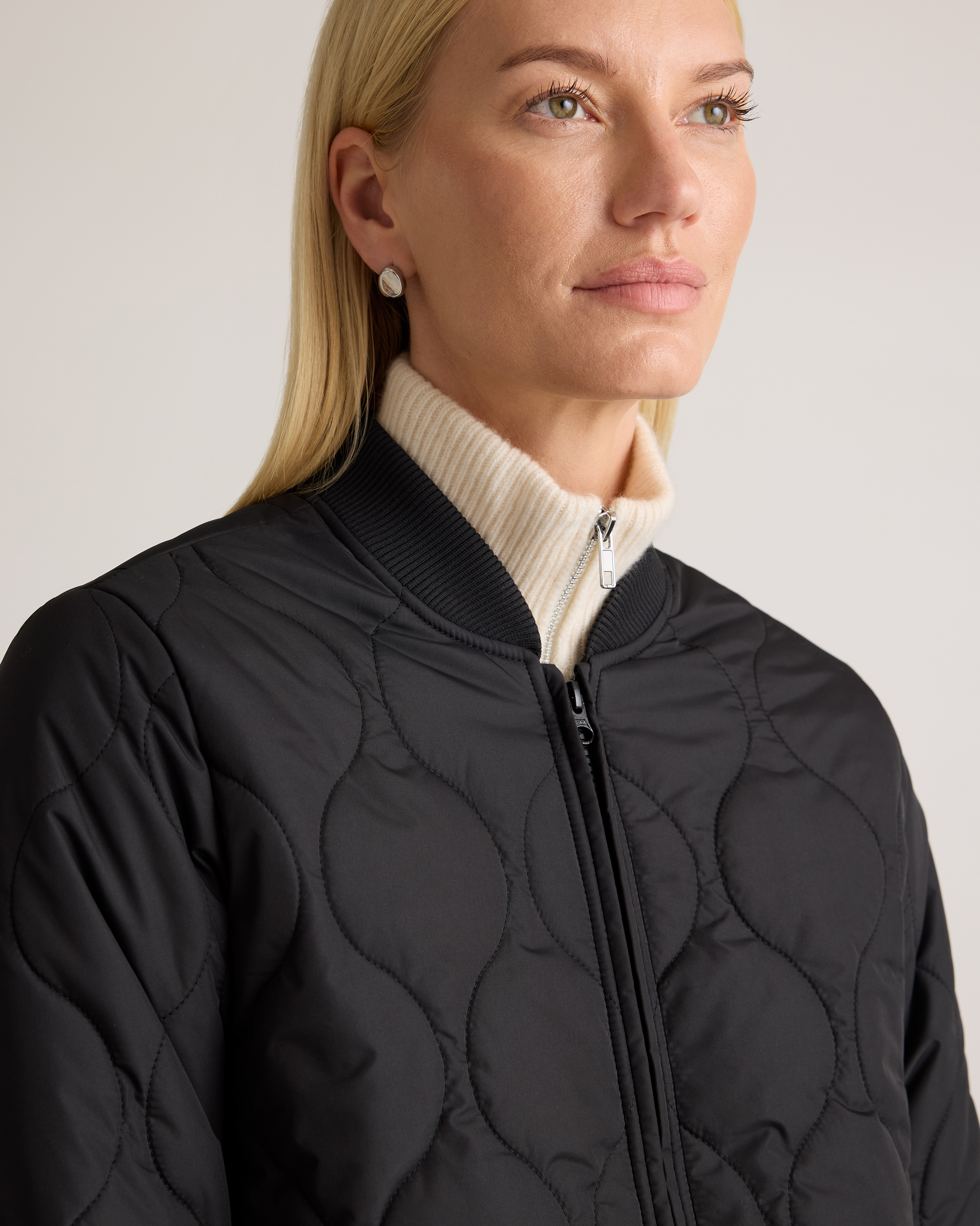 Featherless Quilted Puffer Bomber Jacket