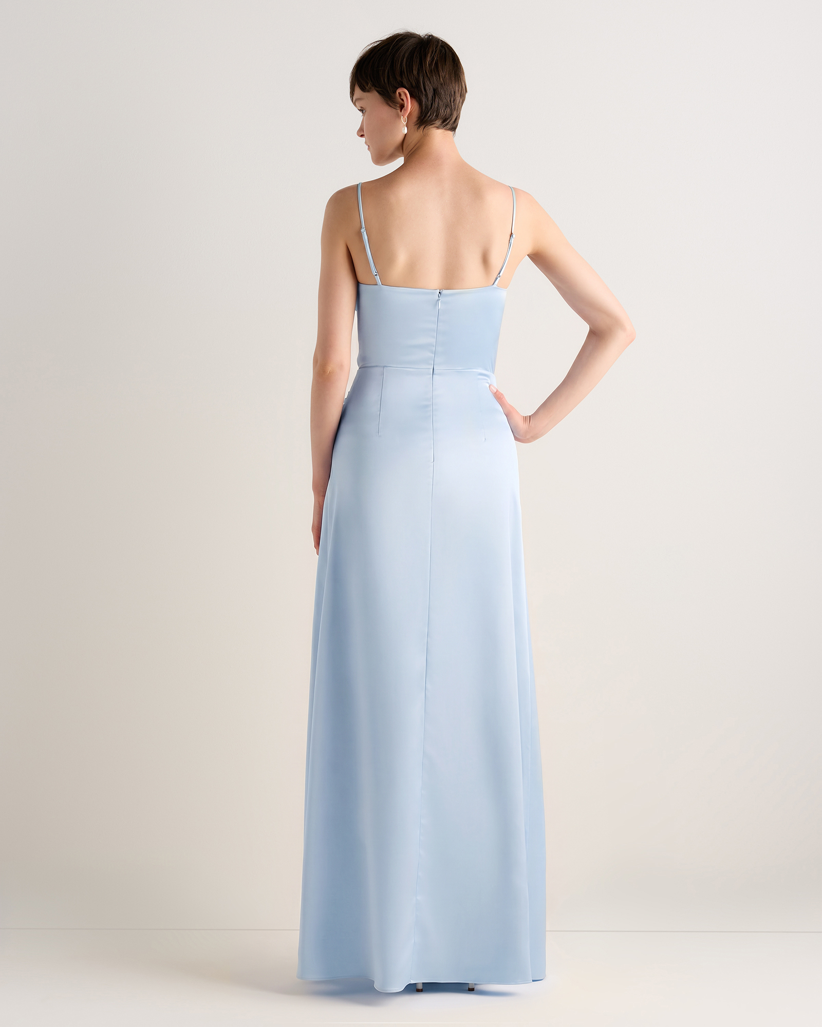 mist blue bridesmaid dresses Dress A-Line Short Sleeves V Neck Sequined Empire Waist Long Chiffon Bridesmaid Our Mai Dress gets an A+ in streamlined style Mist Blue Bridesmaid Dresses Chic