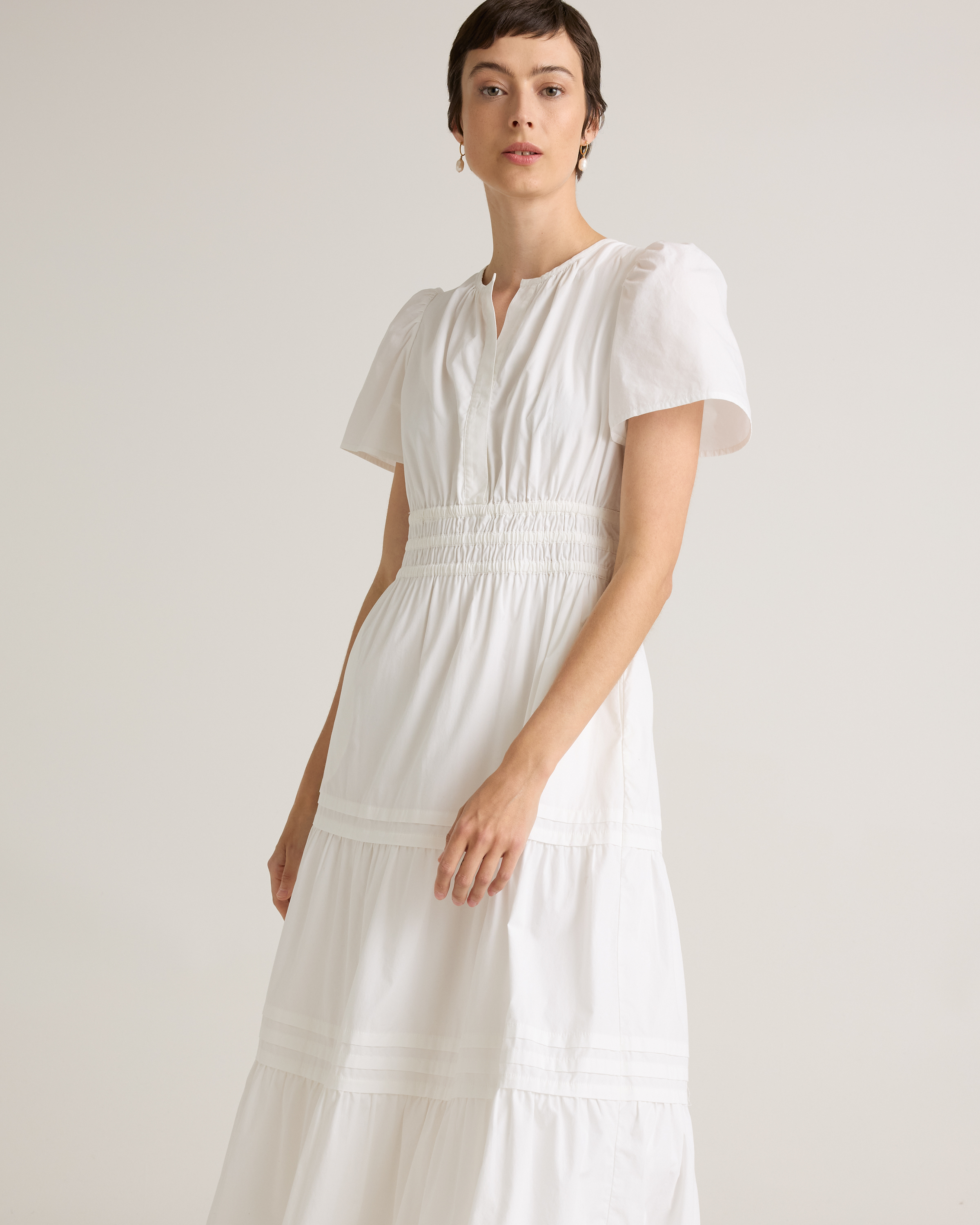 long white cotton dress The Margot Maxi Sweater Dress - Cream