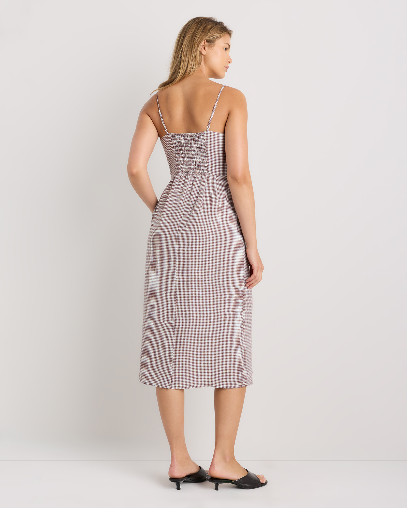 long black bridesmaid dress with sleeves Gingham Contrast V-Neck Cardigan main image 0