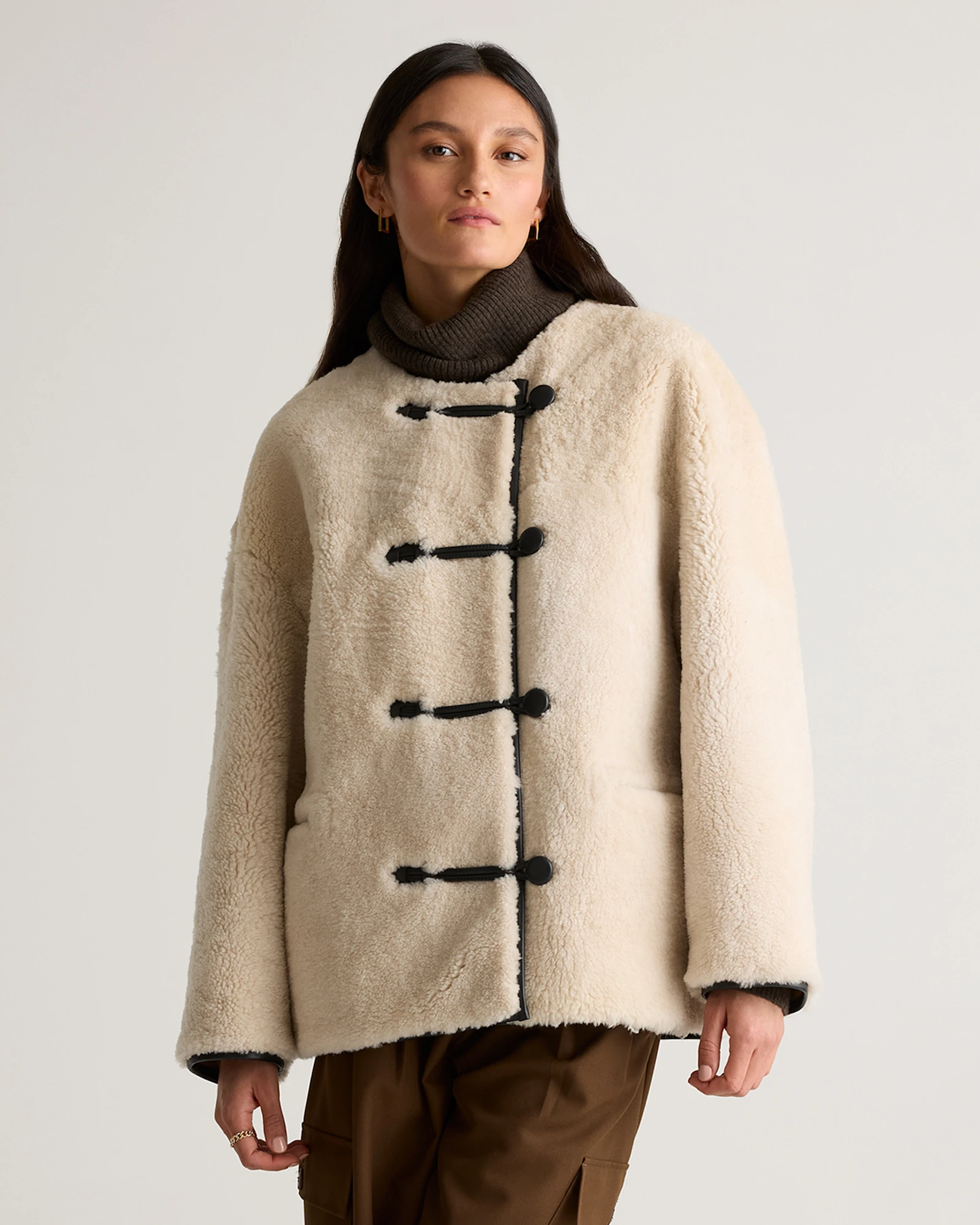 100% Shearling Duffle Jacket