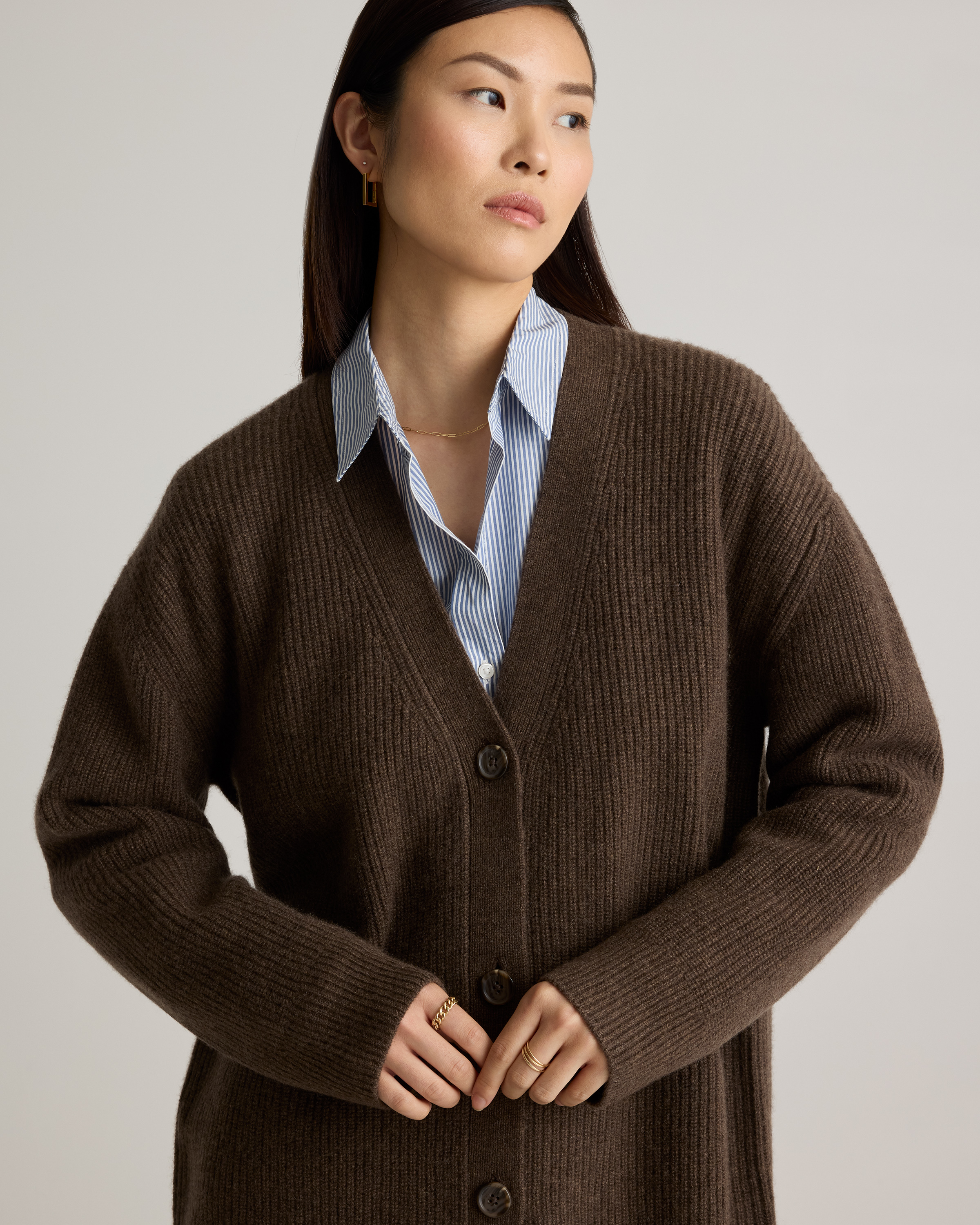 Mongolian Cashmere Oversized Boyfriend Cardigan Sweater