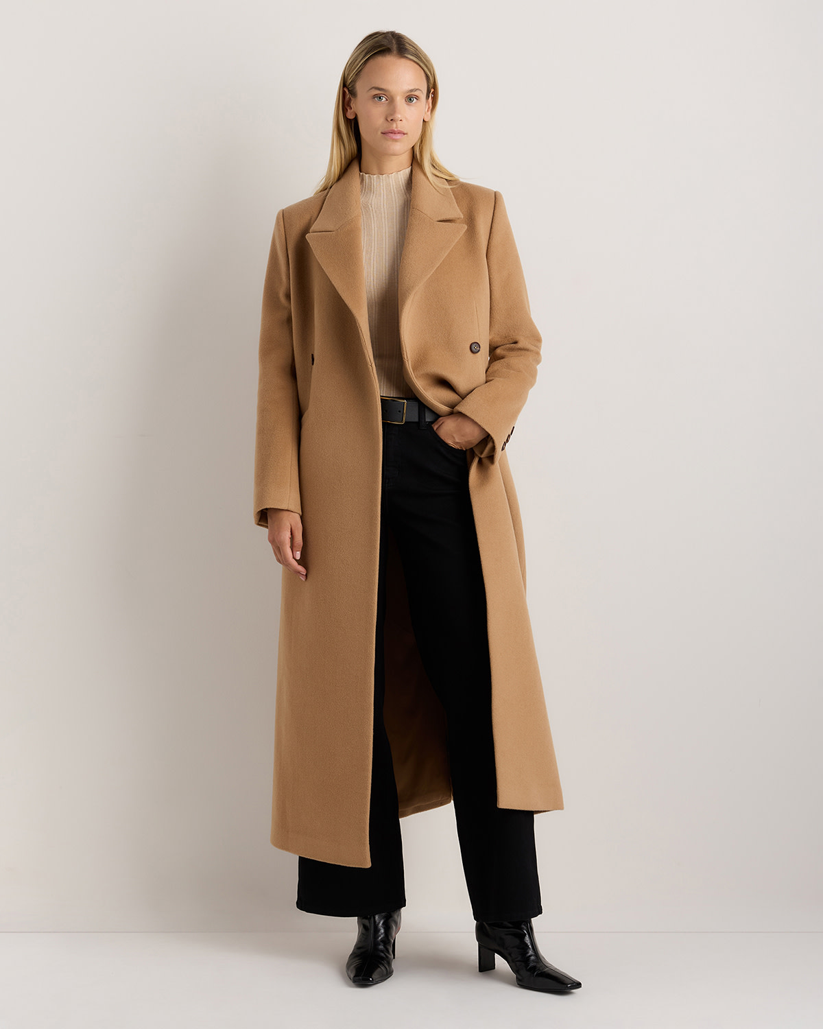 QUINCE Wool Cashmere Tailored Long Coat