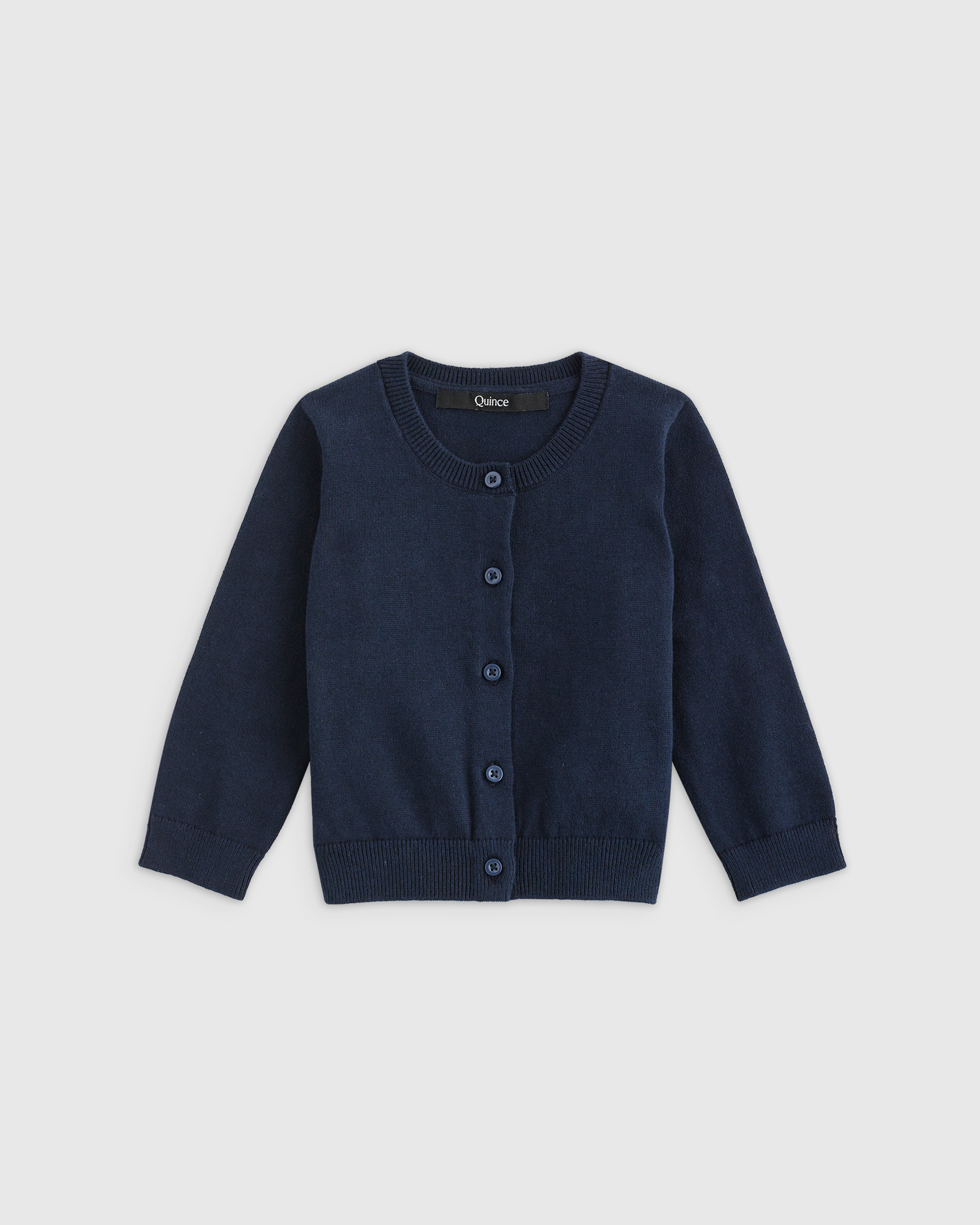 Navy 100% Organic Cotton Crewneck Cardigan 