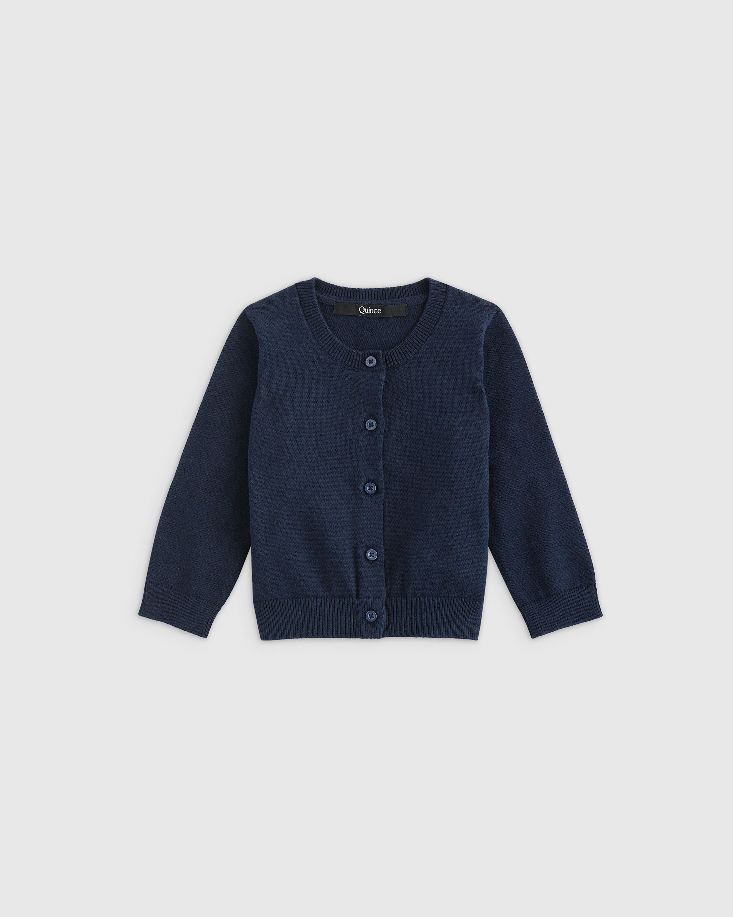Navy 100% Organic Cotton Crewneck Cardigan 