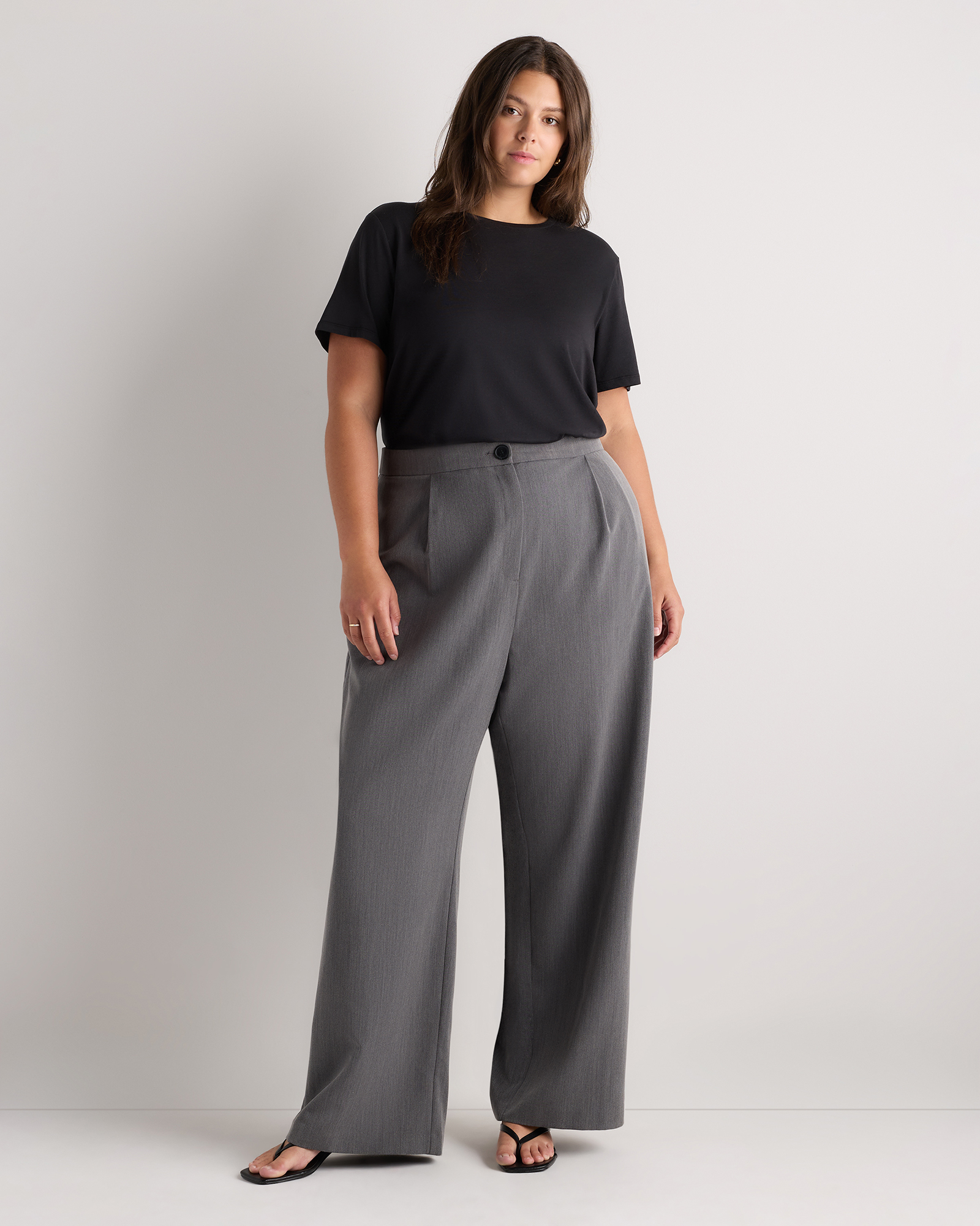 Black Cotton Modal Crew Neck Swing Tee