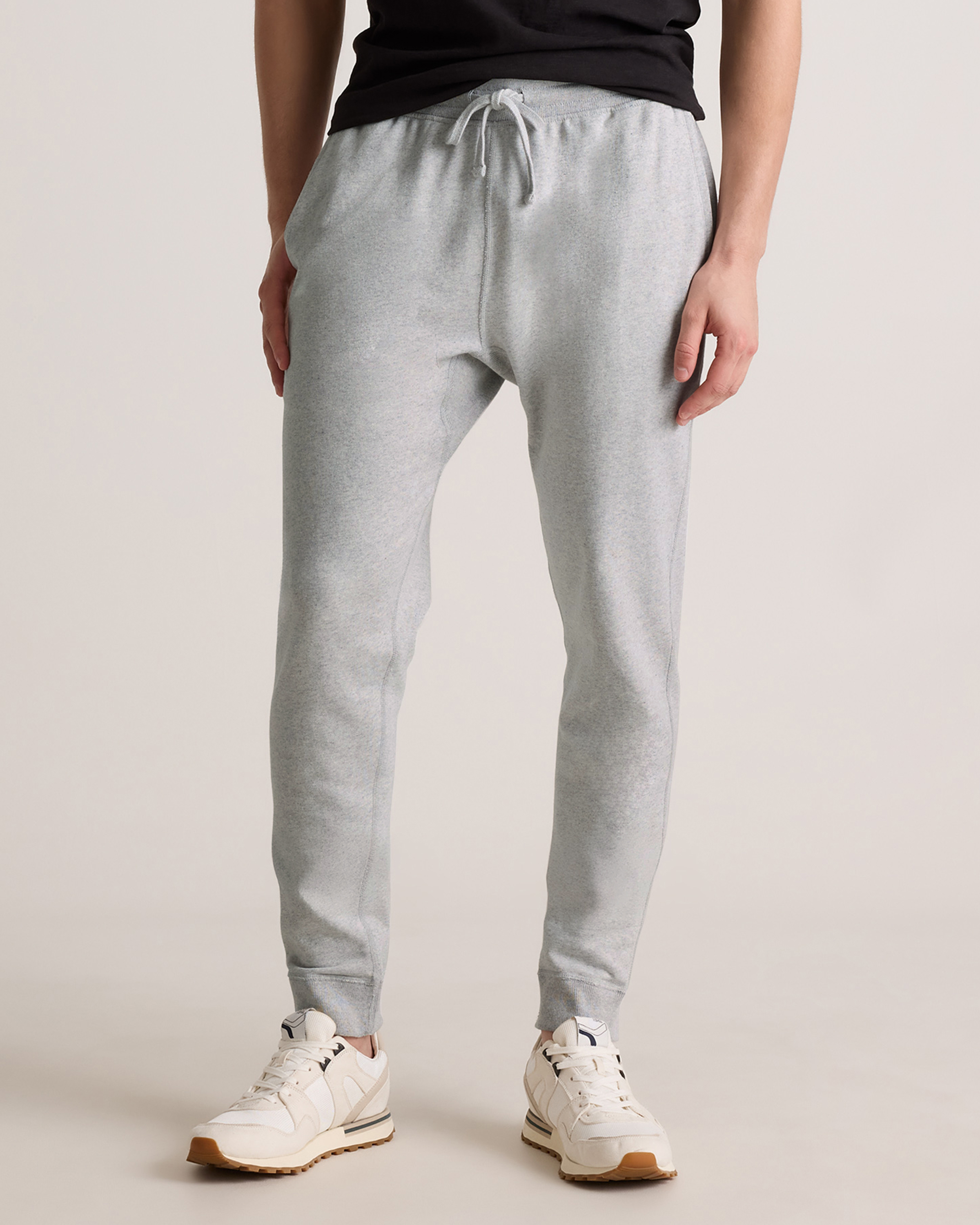 Light Heather Grey Organic Midweight French Terry Slim Joggers