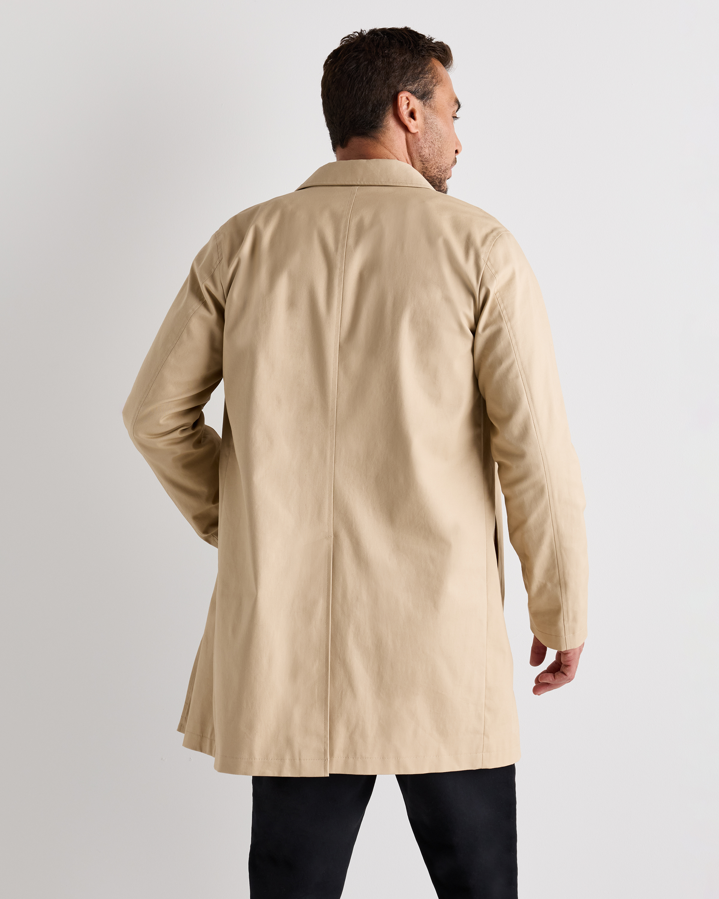 Men's Comfort Stretch Trench Coat in Light Khaki