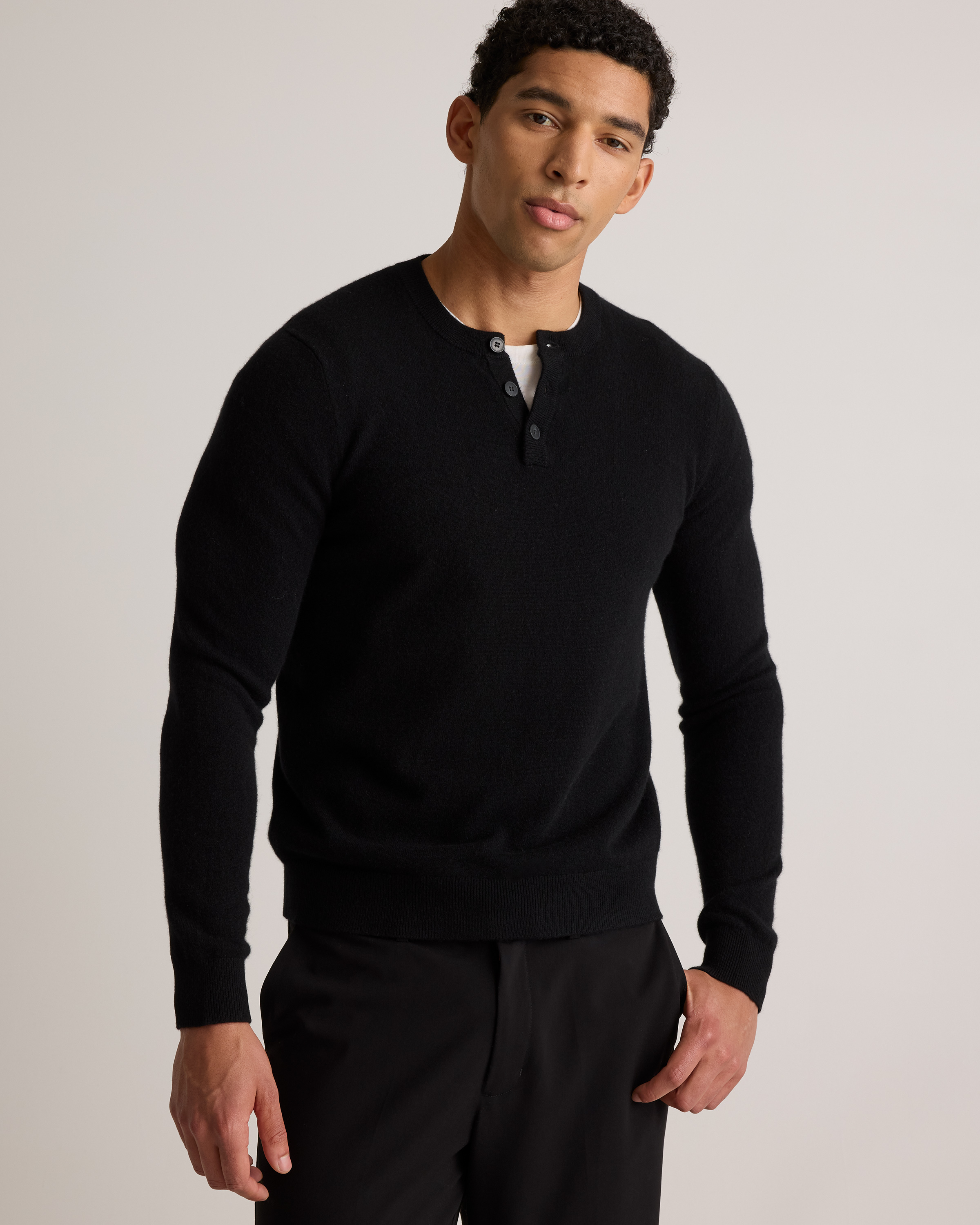 Mongolian Cashmere Henley Sweater