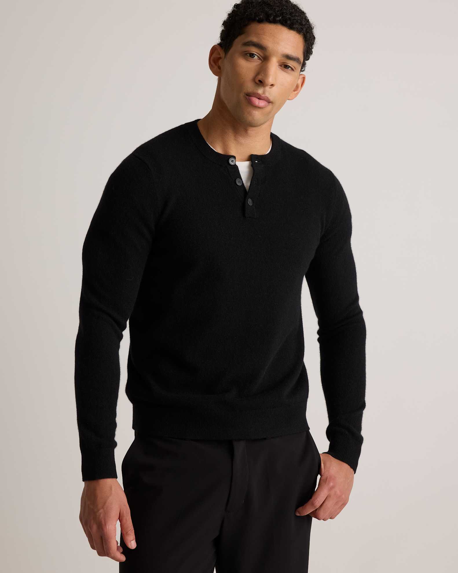 Mongolian Cashmere Henley Sweater