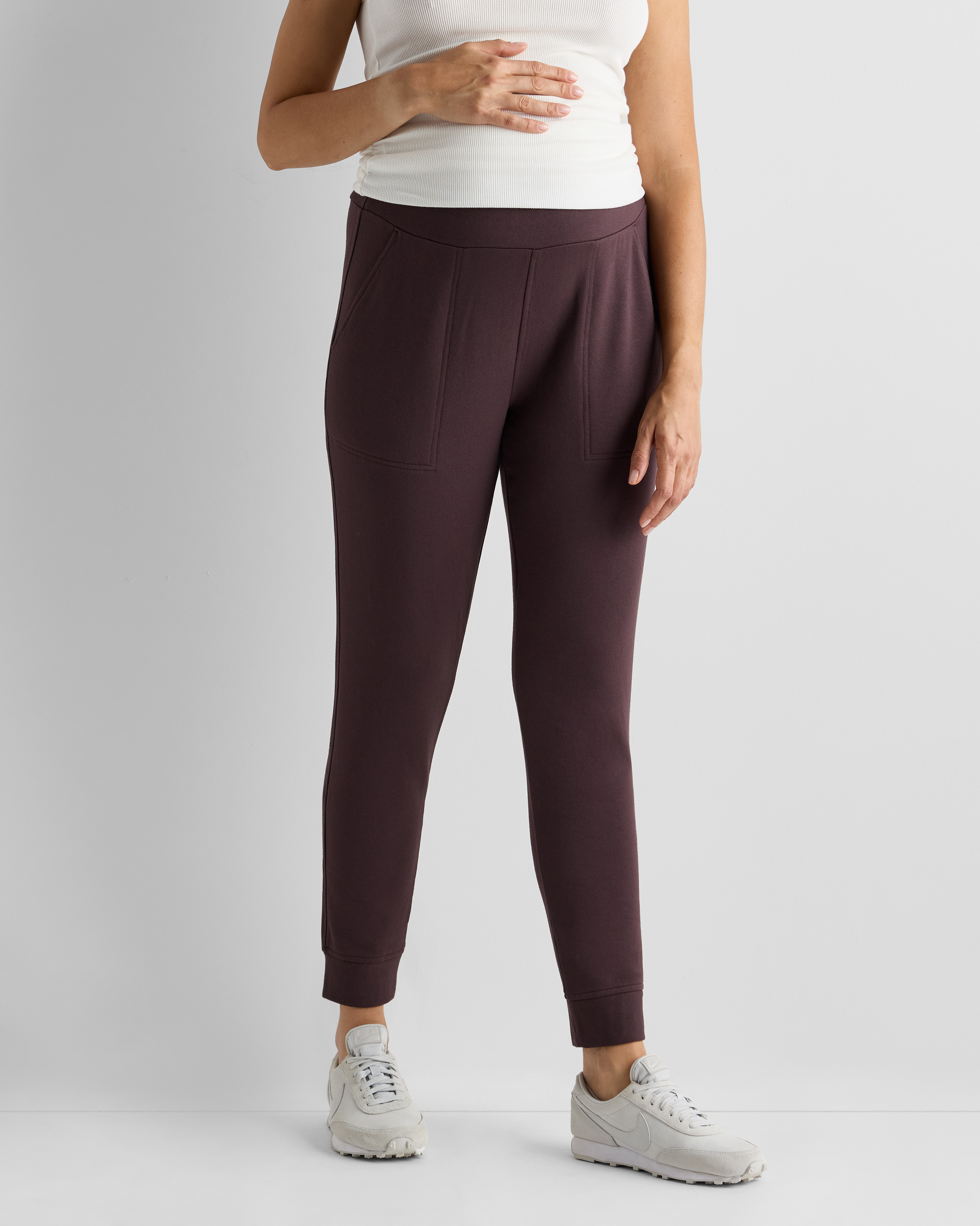 Quince Women's Supersoft Fleece Maternity Over Belly Joggers In Black