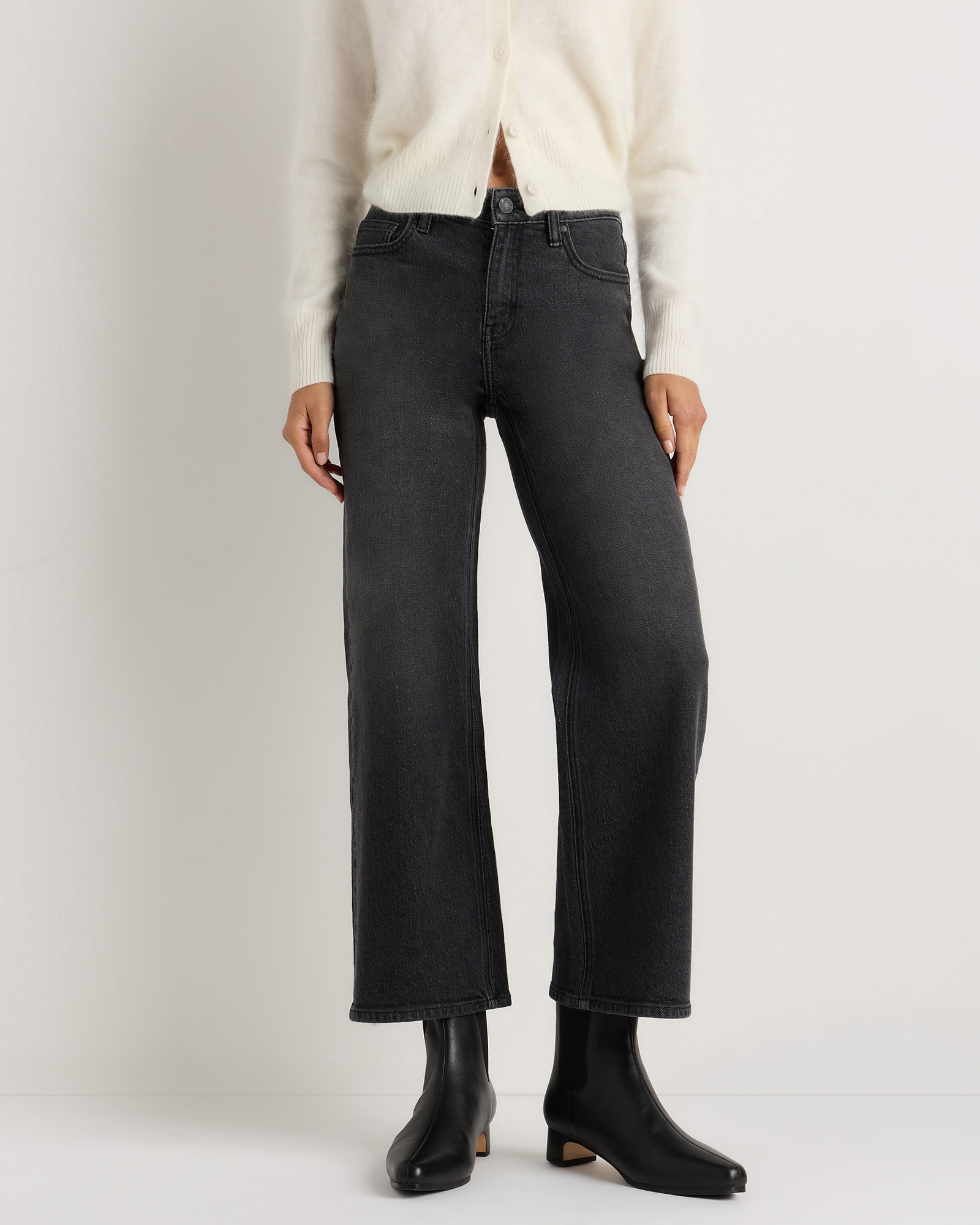 Charcoal Black Luna Stretch Relaxed Straight Jeans