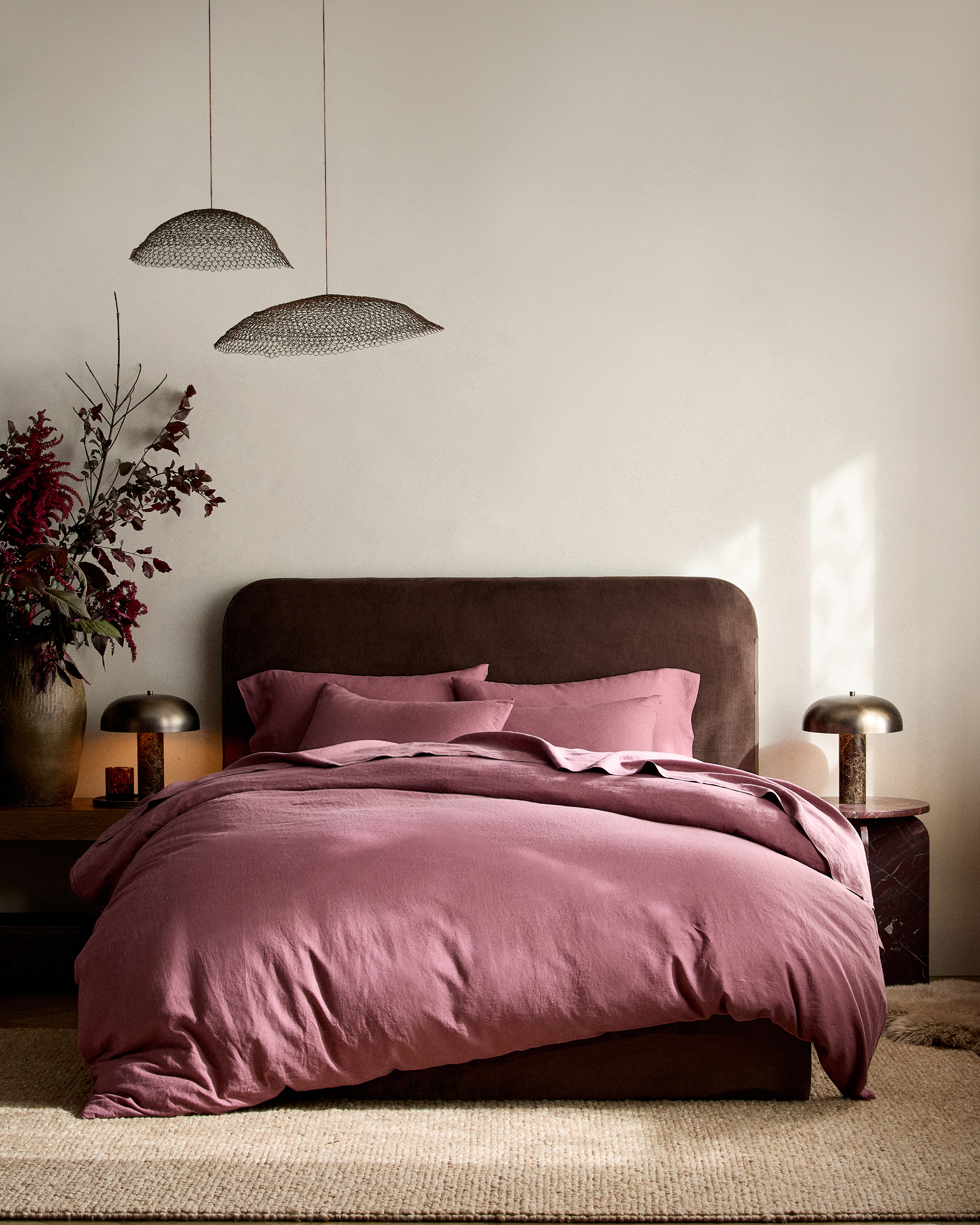 Plum European Linen Duvet Cover Set
