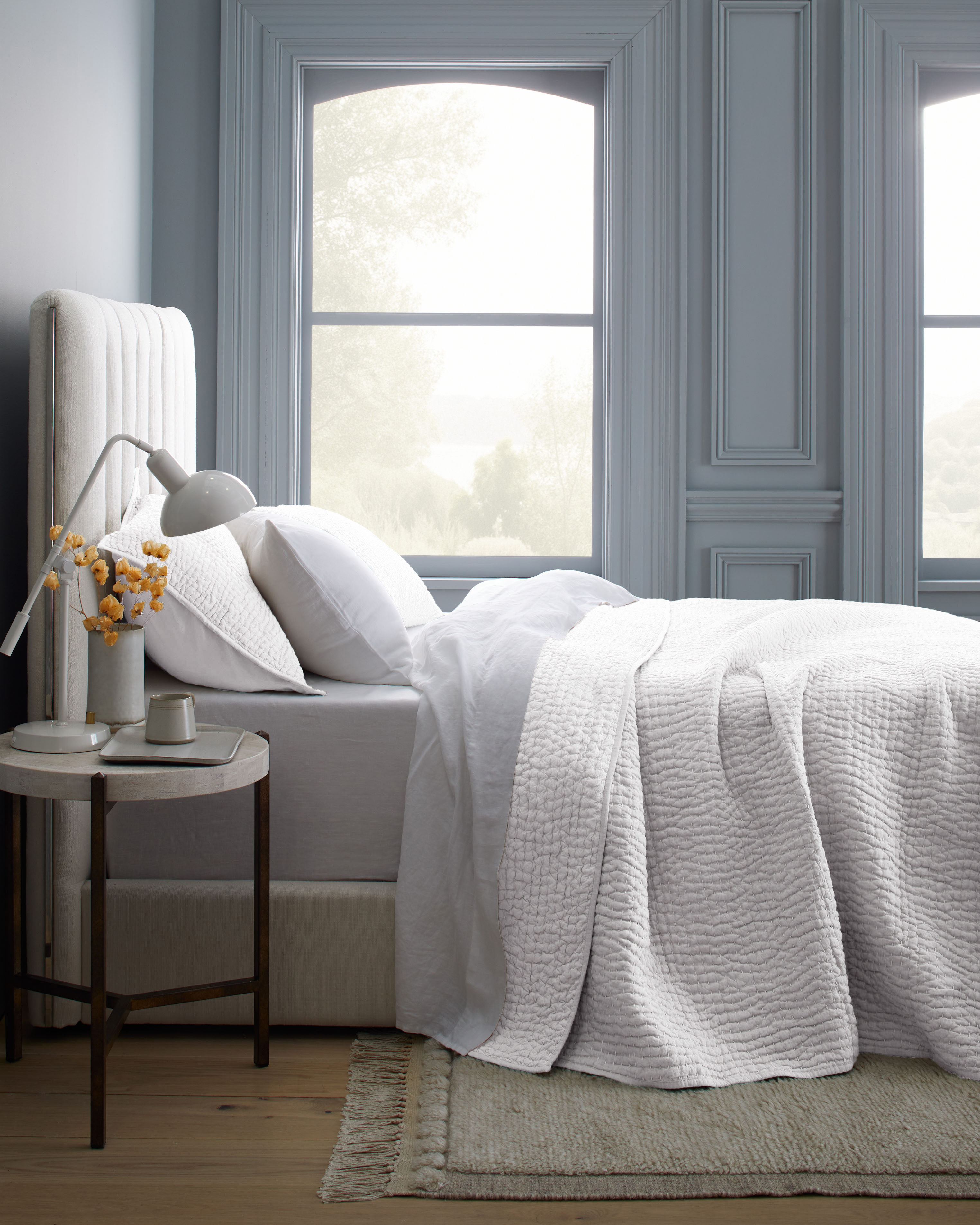 White European Linen Cotton Stitch Quilt